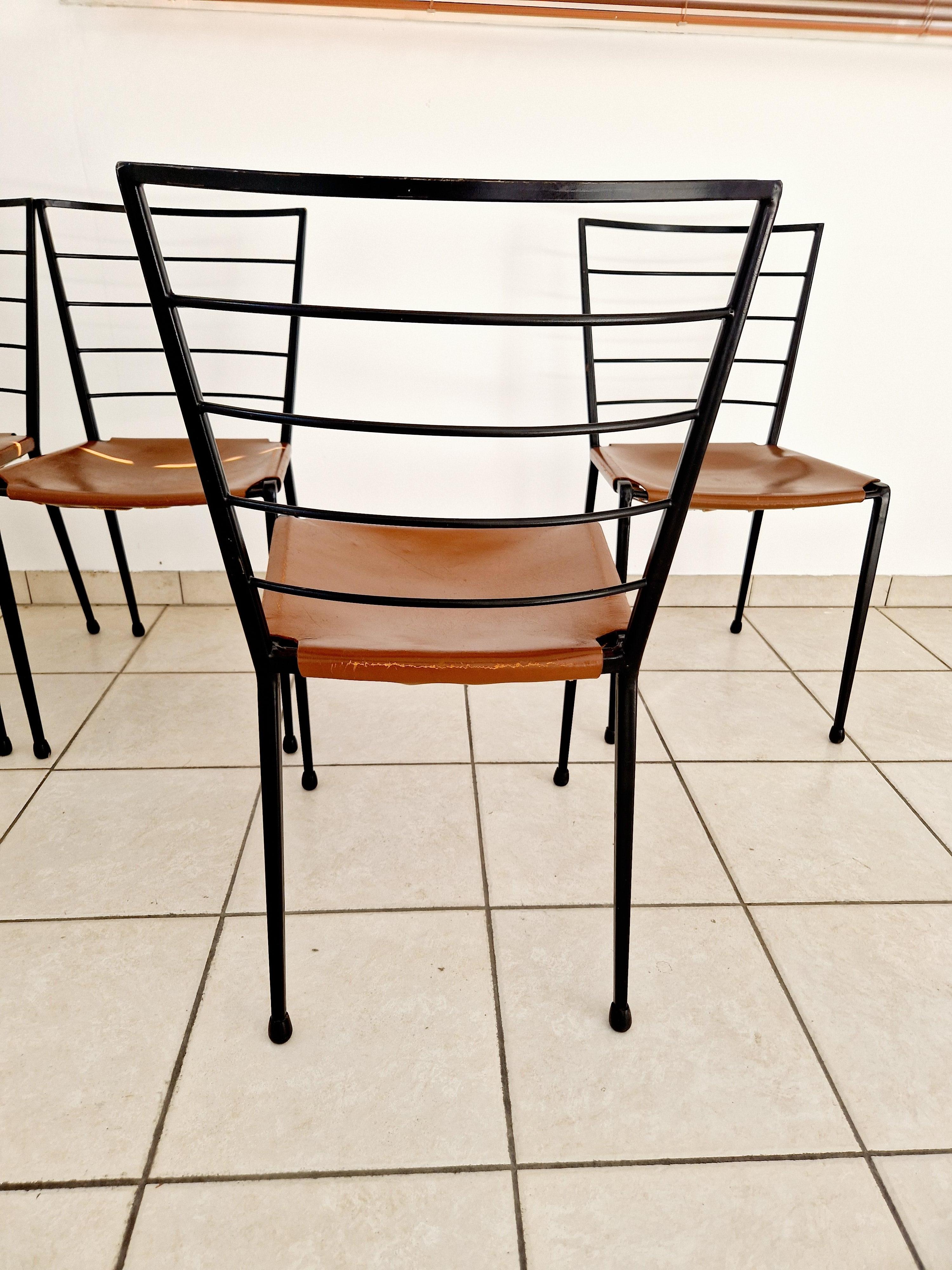 Mid Century Staples Tan Ladderax Dining Chairs 1960s In Good Condition For Sale In Buxton, GB