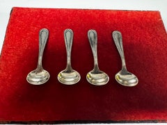 (4) Sterling Silver Beaded Edge Mini Souvenir Salt Spoons 3.05g each