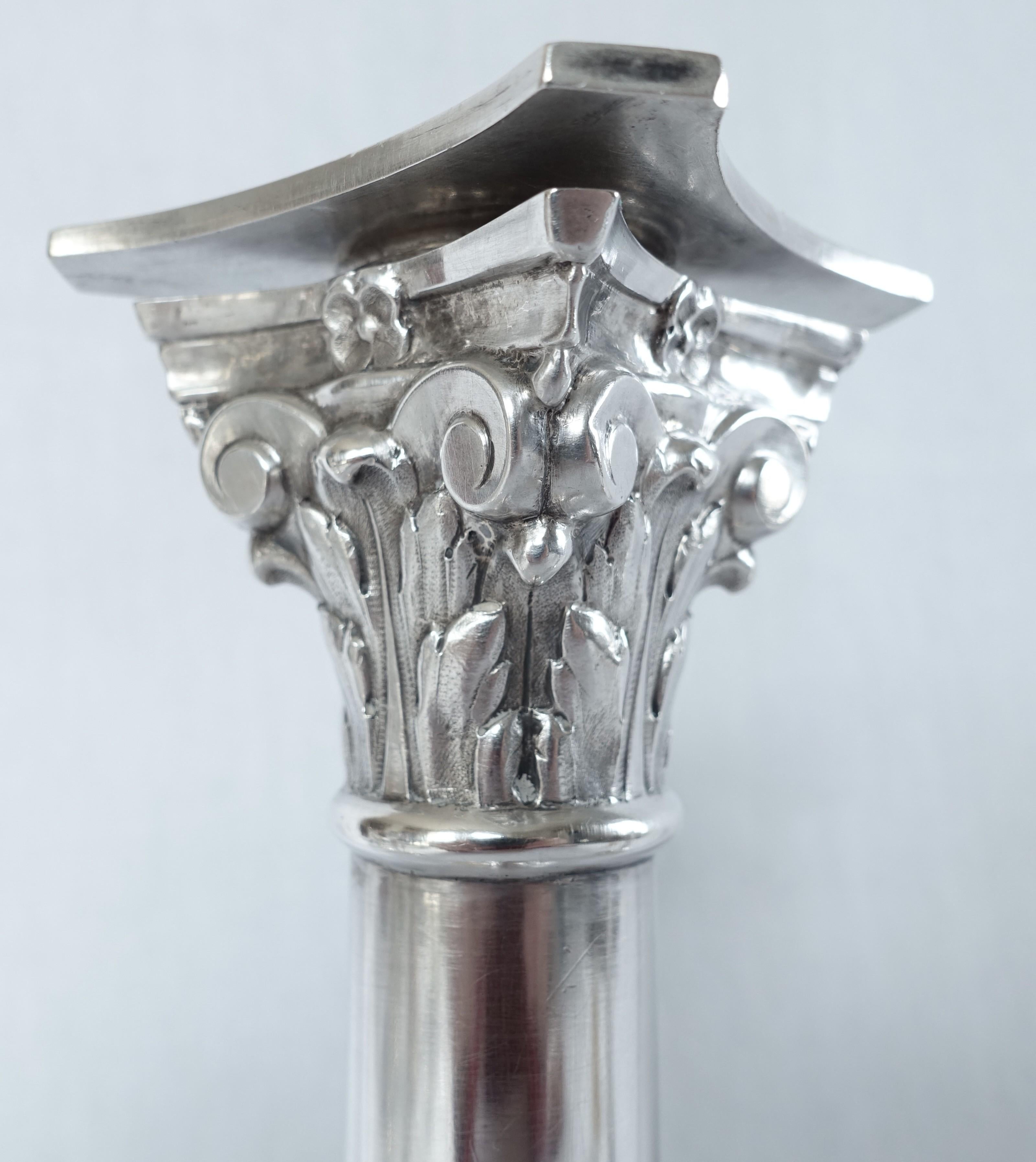 4 sterling silver candlesticks - Empire period circa 1810 en venta 3