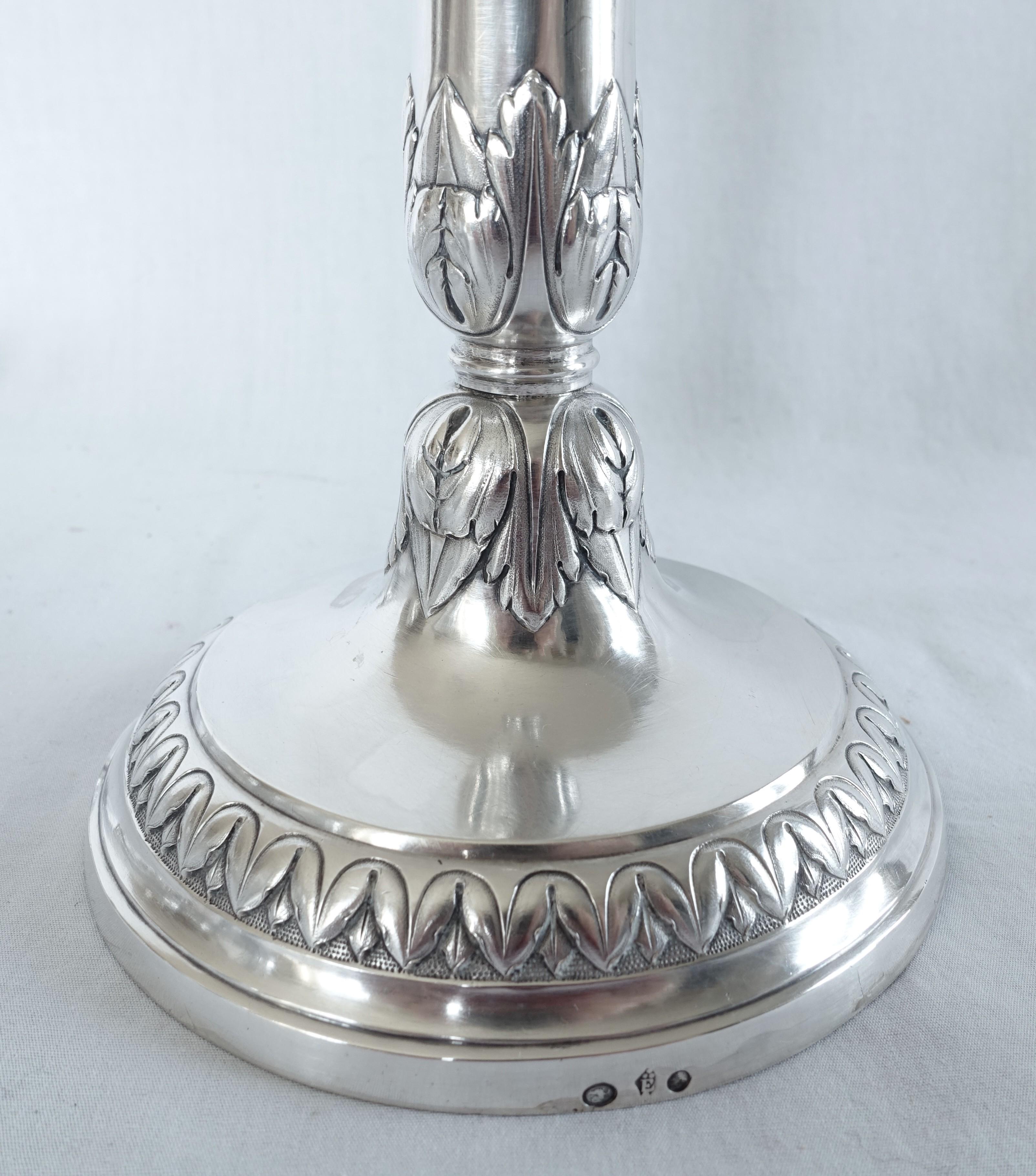4 sterling silver candlesticks - Empire period circa 1810 en venta 4