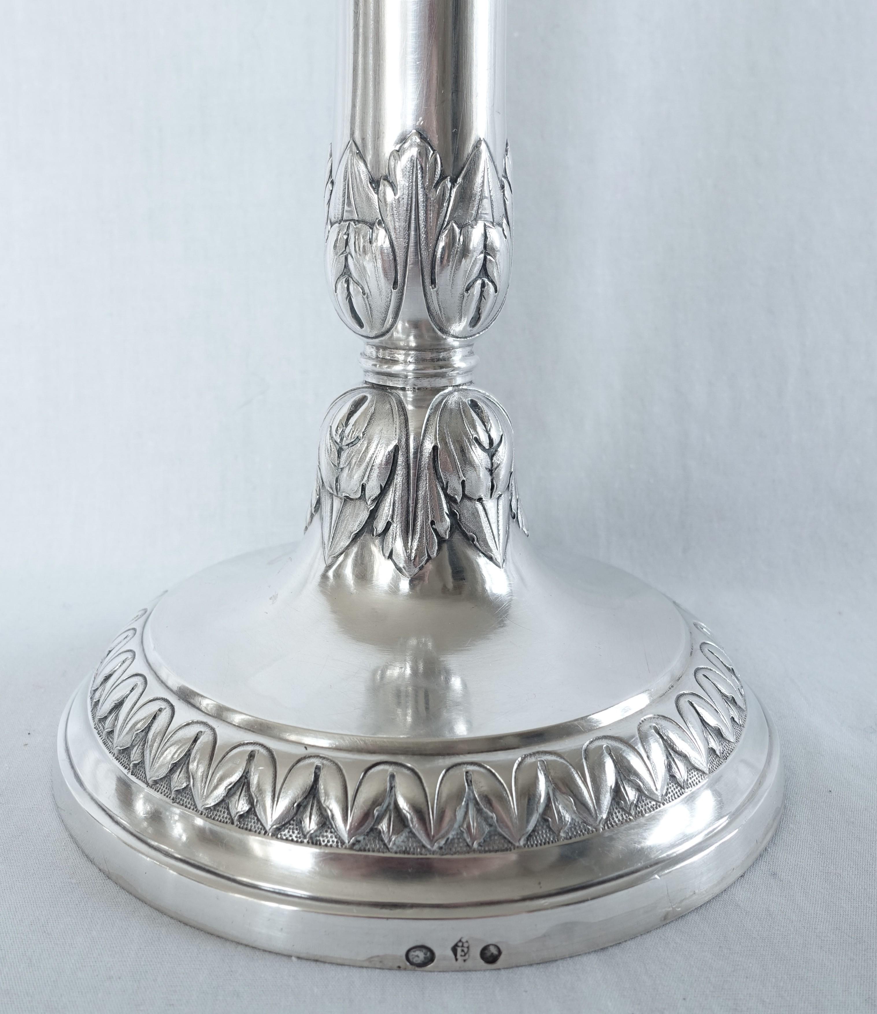 4 sterling silver candlesticks - Empire period circa 1810 en venta 5