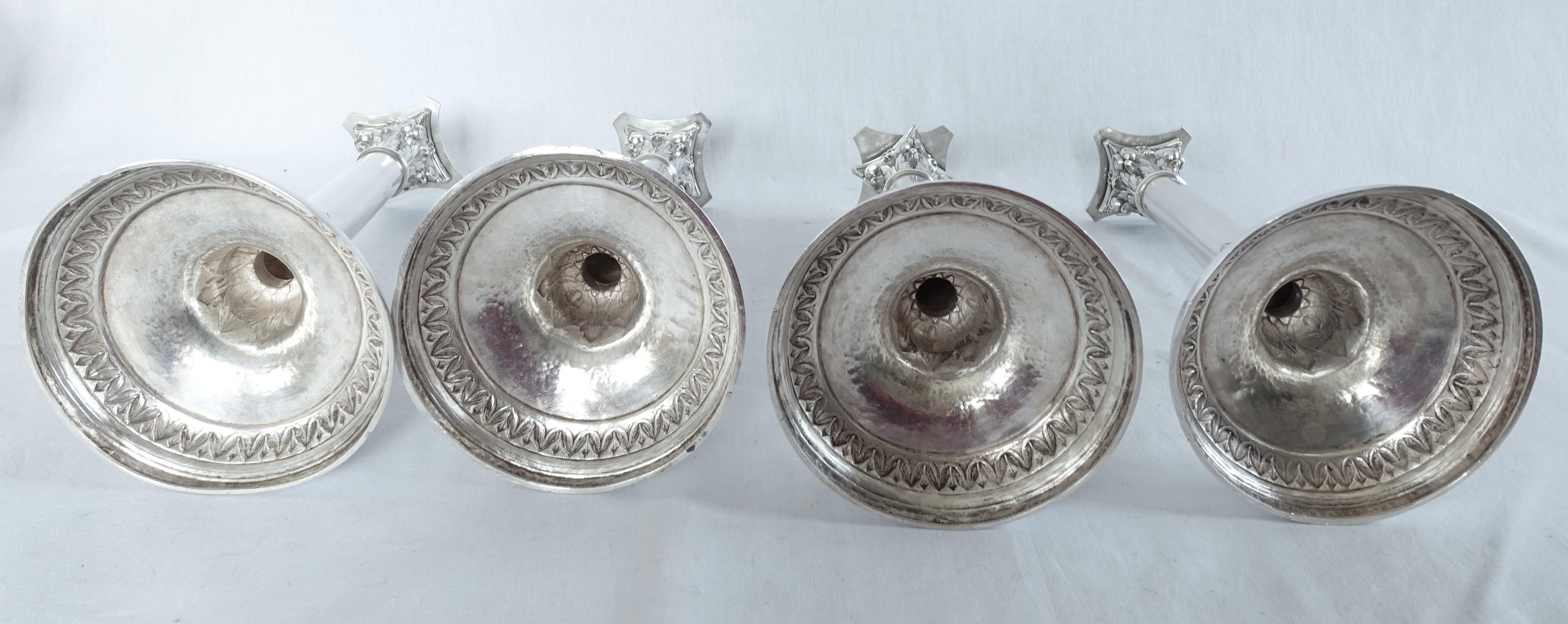 4 sterling silver candlesticks - Empire period circa 1810 en venta 6