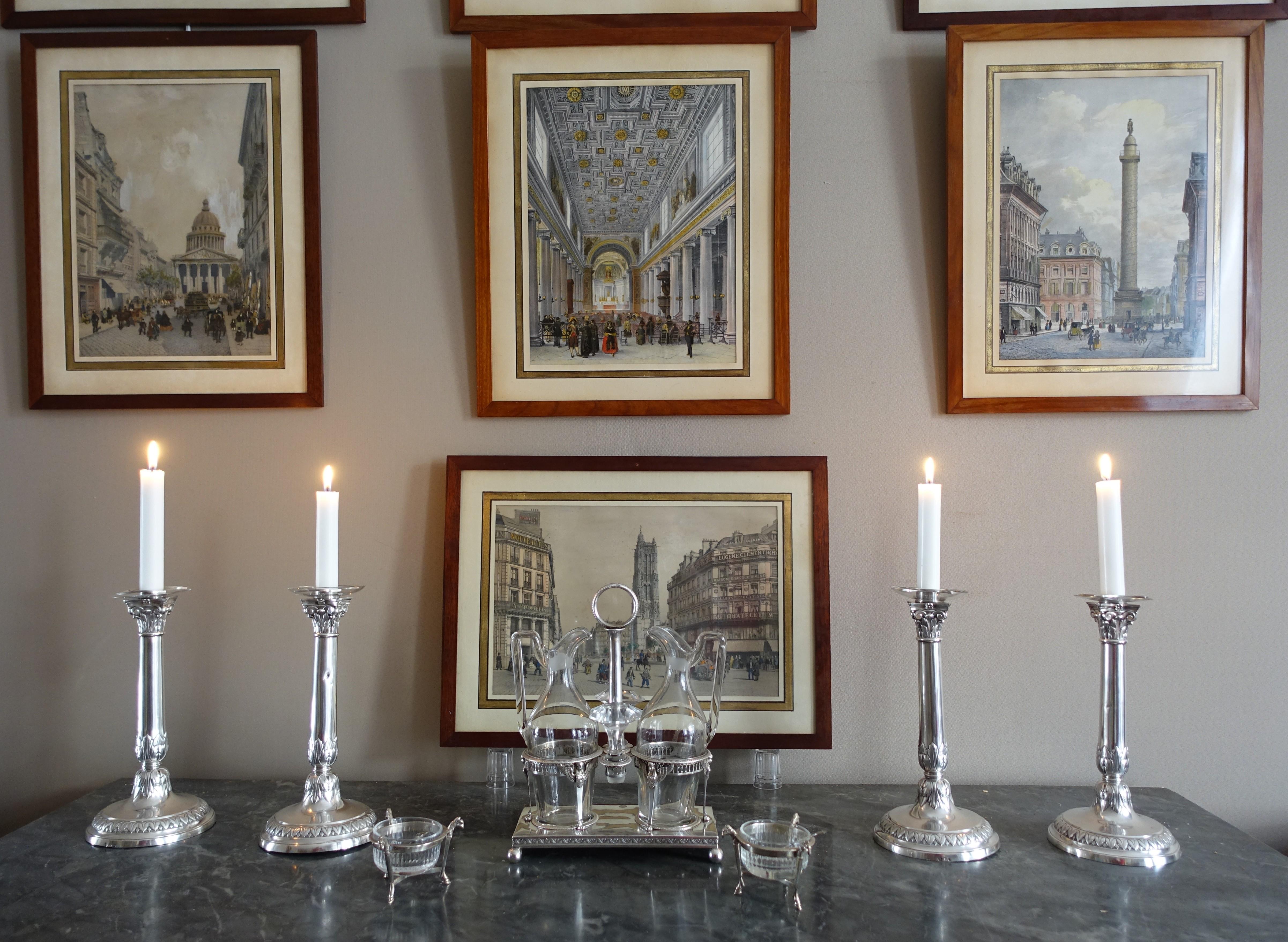 4 sterling silver candlesticks - Empire period circa 1810 en venta 7