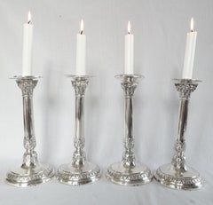 4 sterling silver candlesticks - Empire period circa 1810