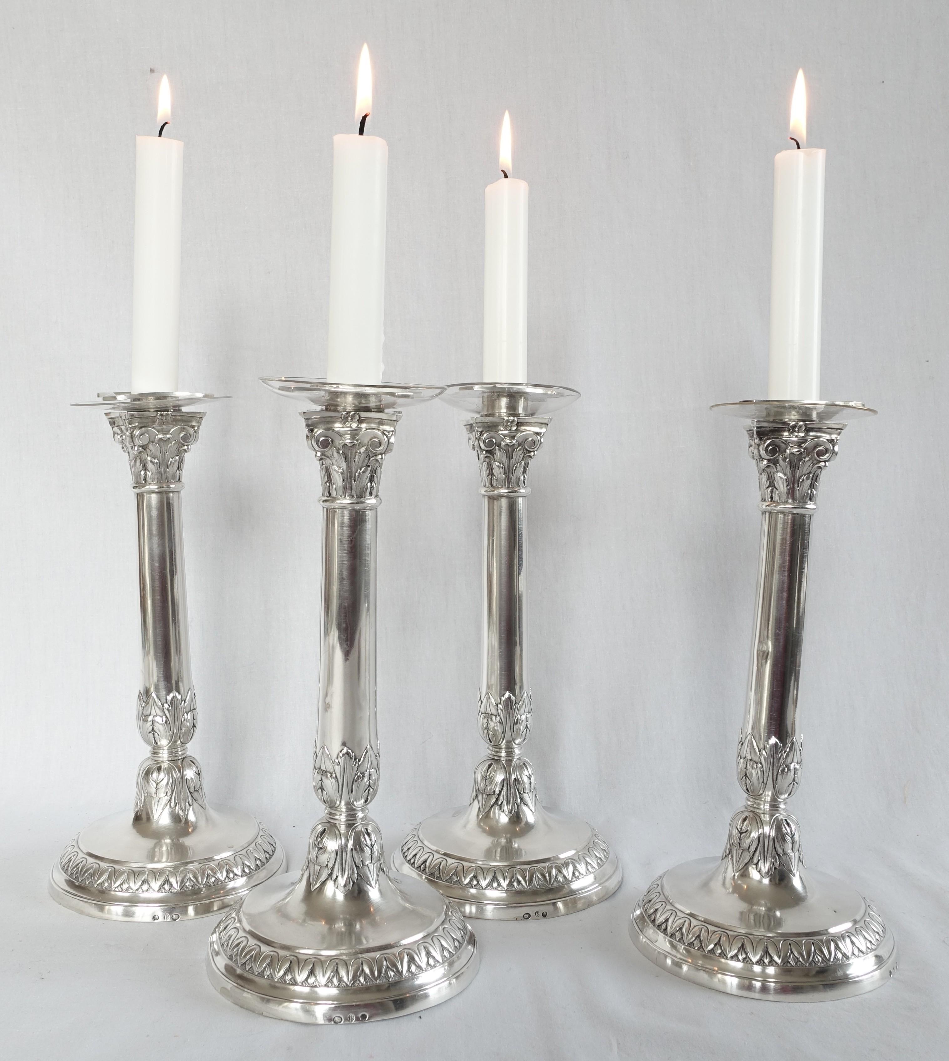 4 sterling silver candlesticks - Empire period circa 1810 Imperio en venta