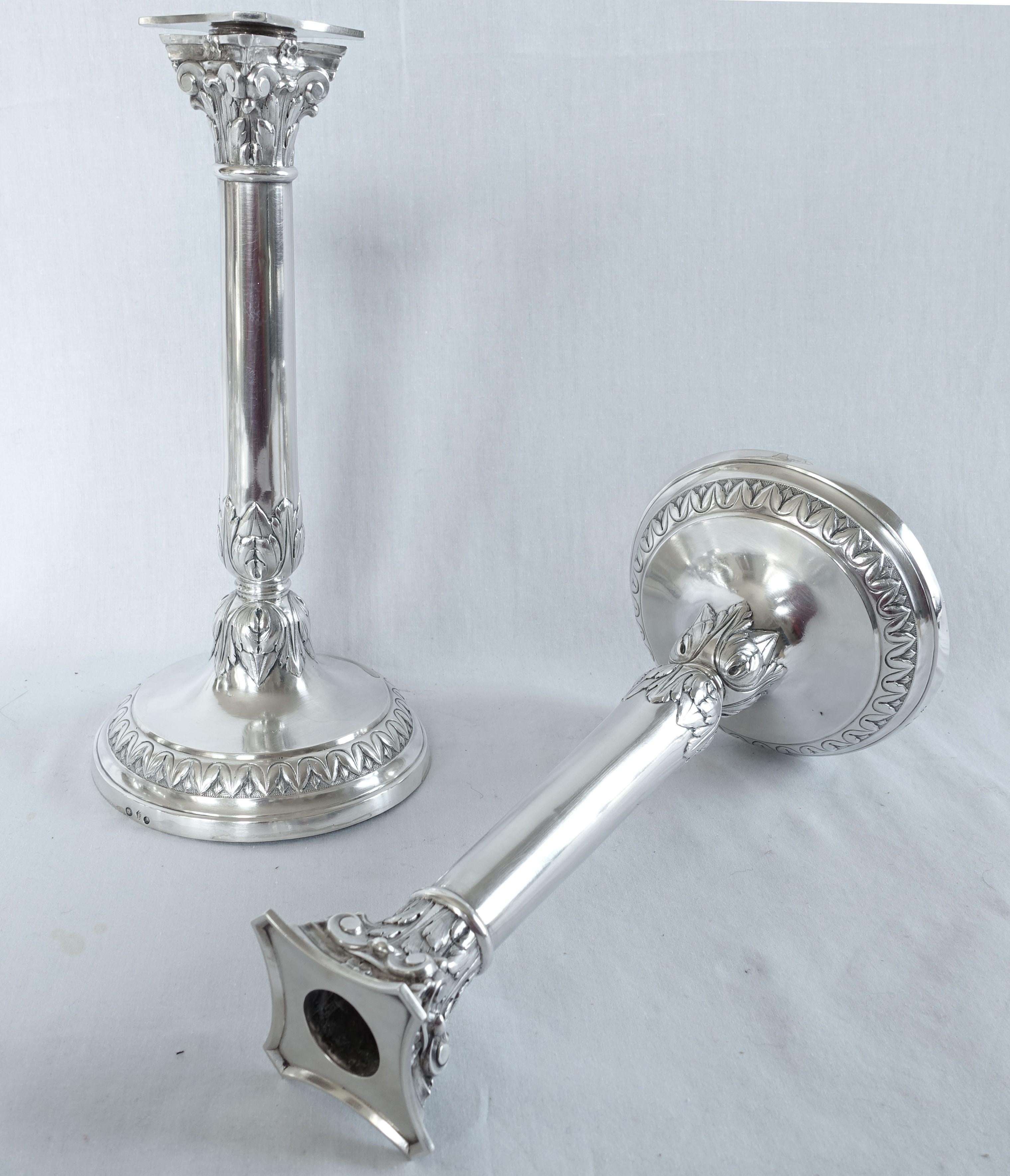 4 sterling silver candlesticks - Empire period circa 1810 siglo XIX en venta