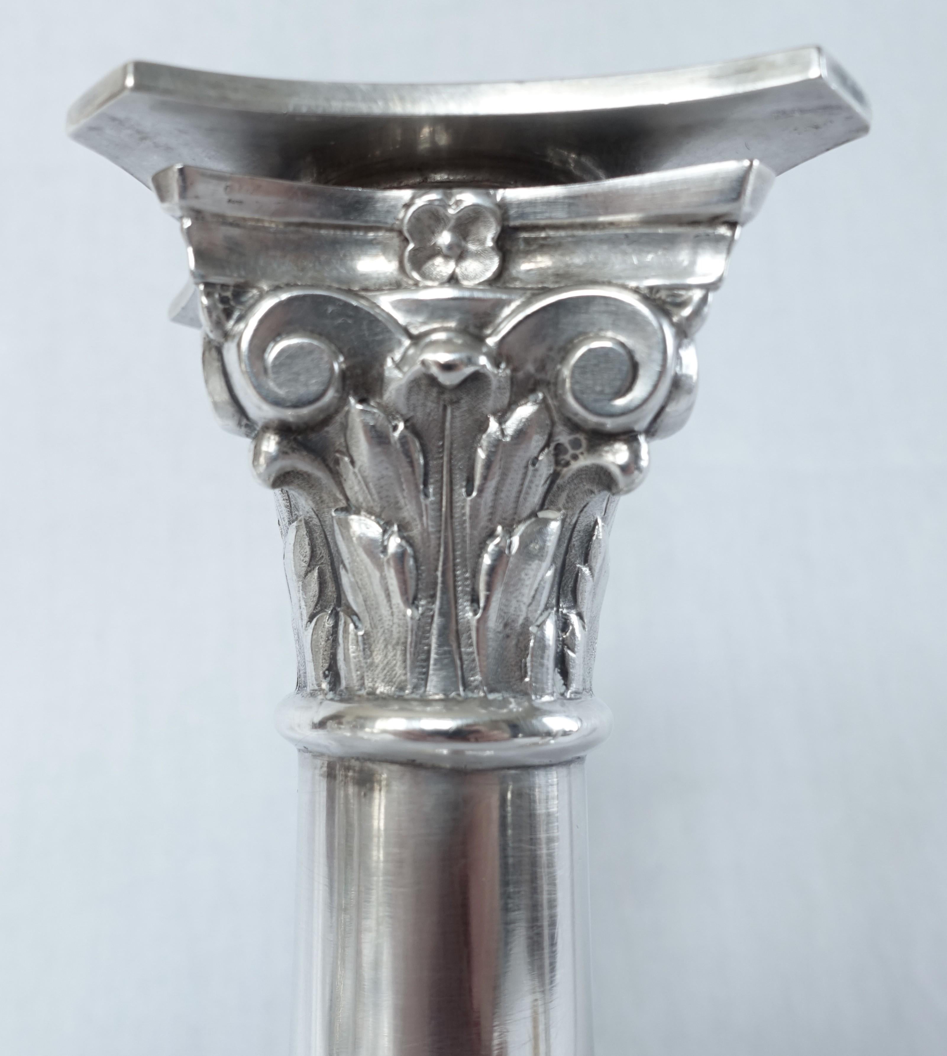 4 sterling silver candlesticks - Empire period circa 1810 en venta 1