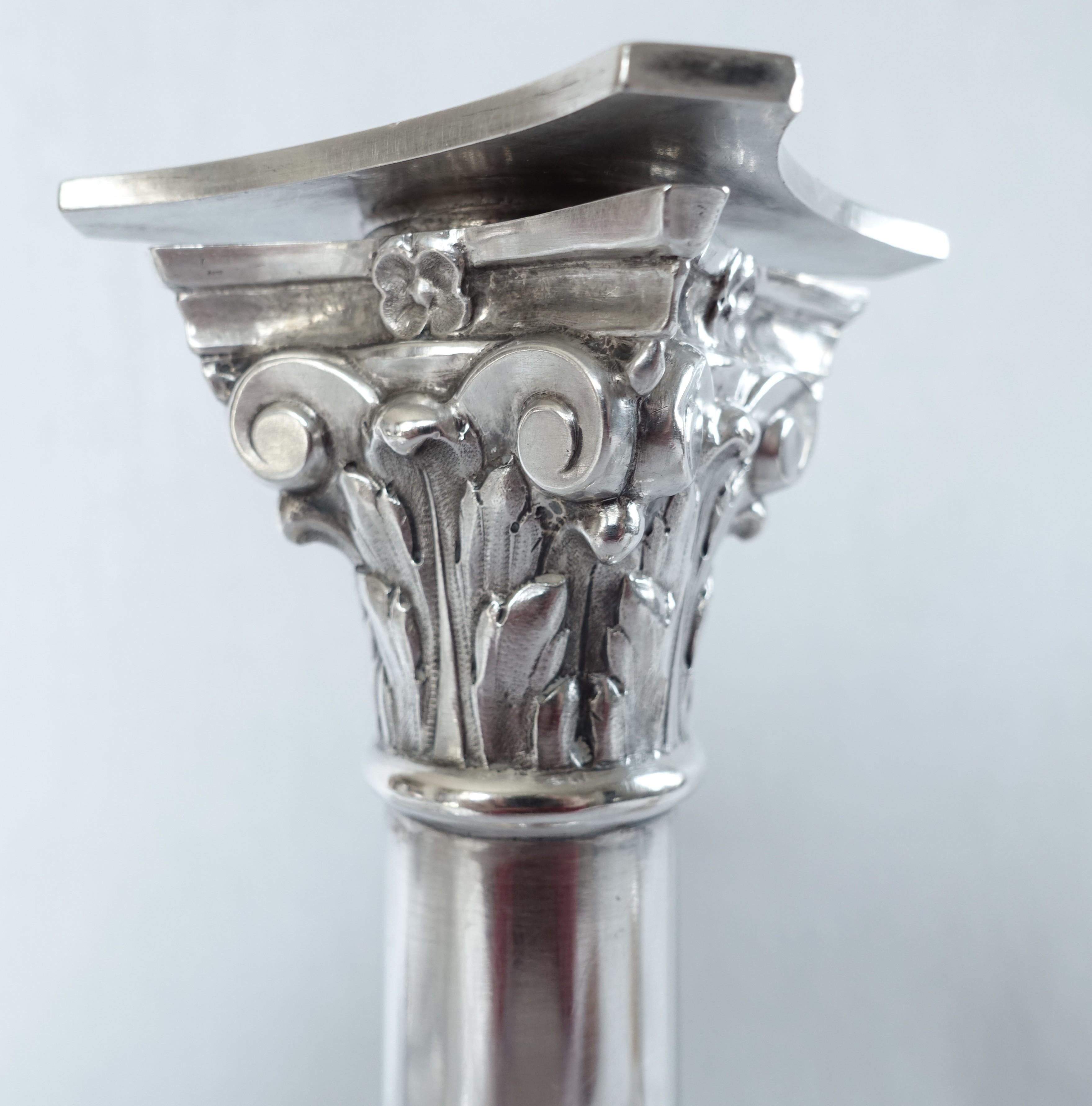4 sterling silver candlesticks - Empire period circa 1810 en venta 2