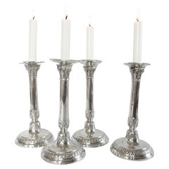 4 sterling silver candlesticks - Empire period circa 1810