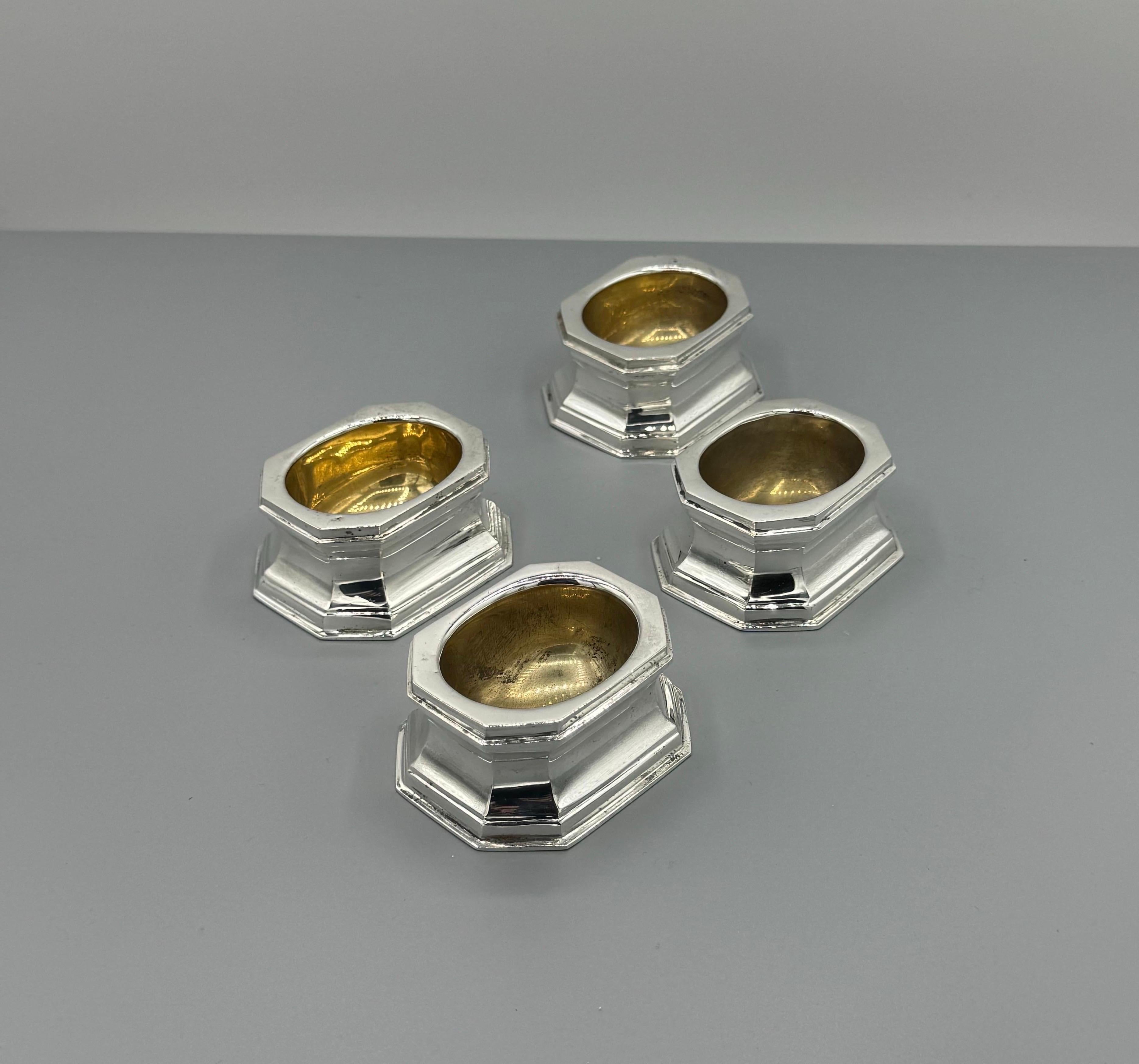 European 4 Sterling Silver, Tiffany & Co Silver Salts For Sale