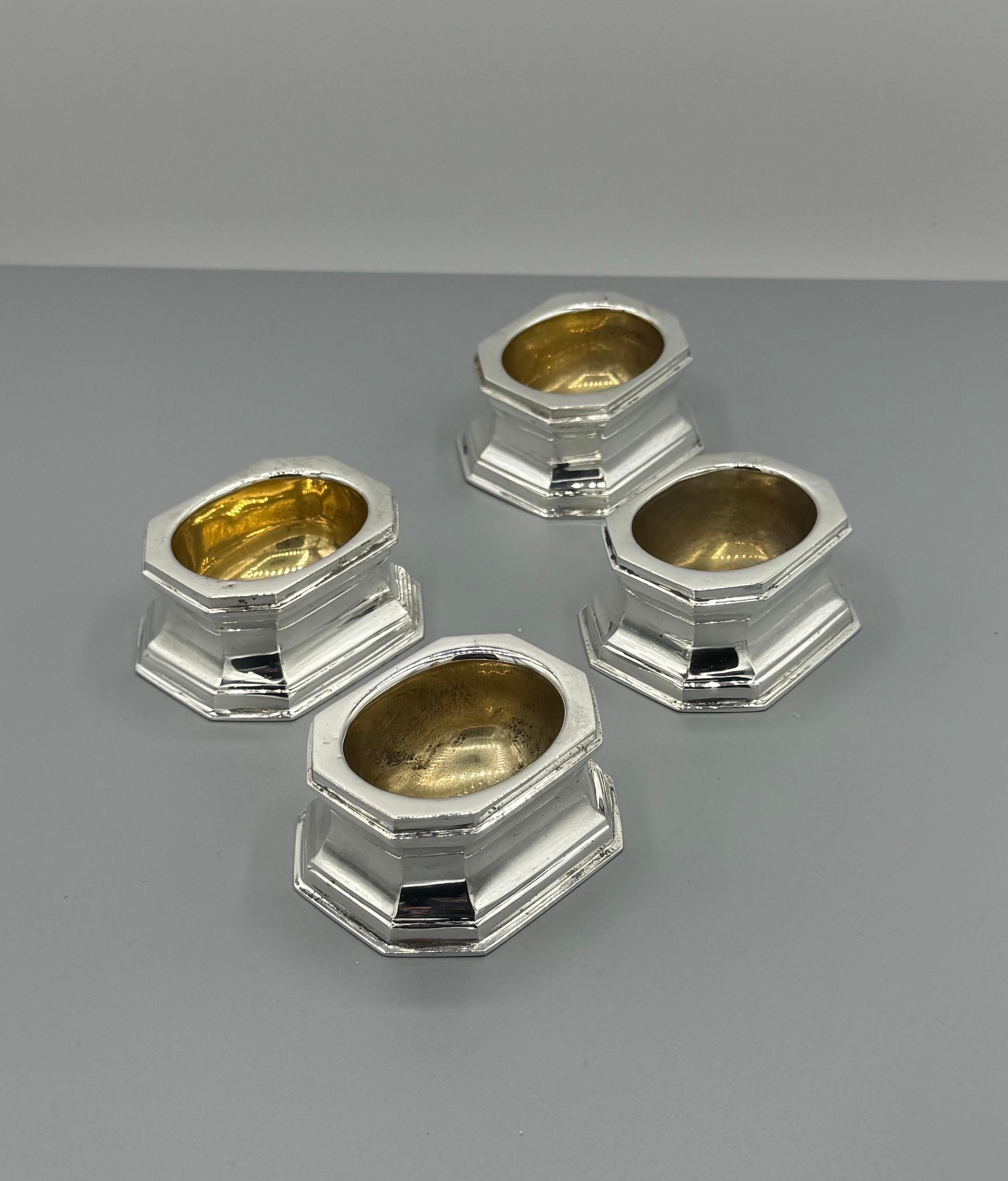 Polished 4 Sterling Silver, Tiffany & Co Silver Salts For Sale
