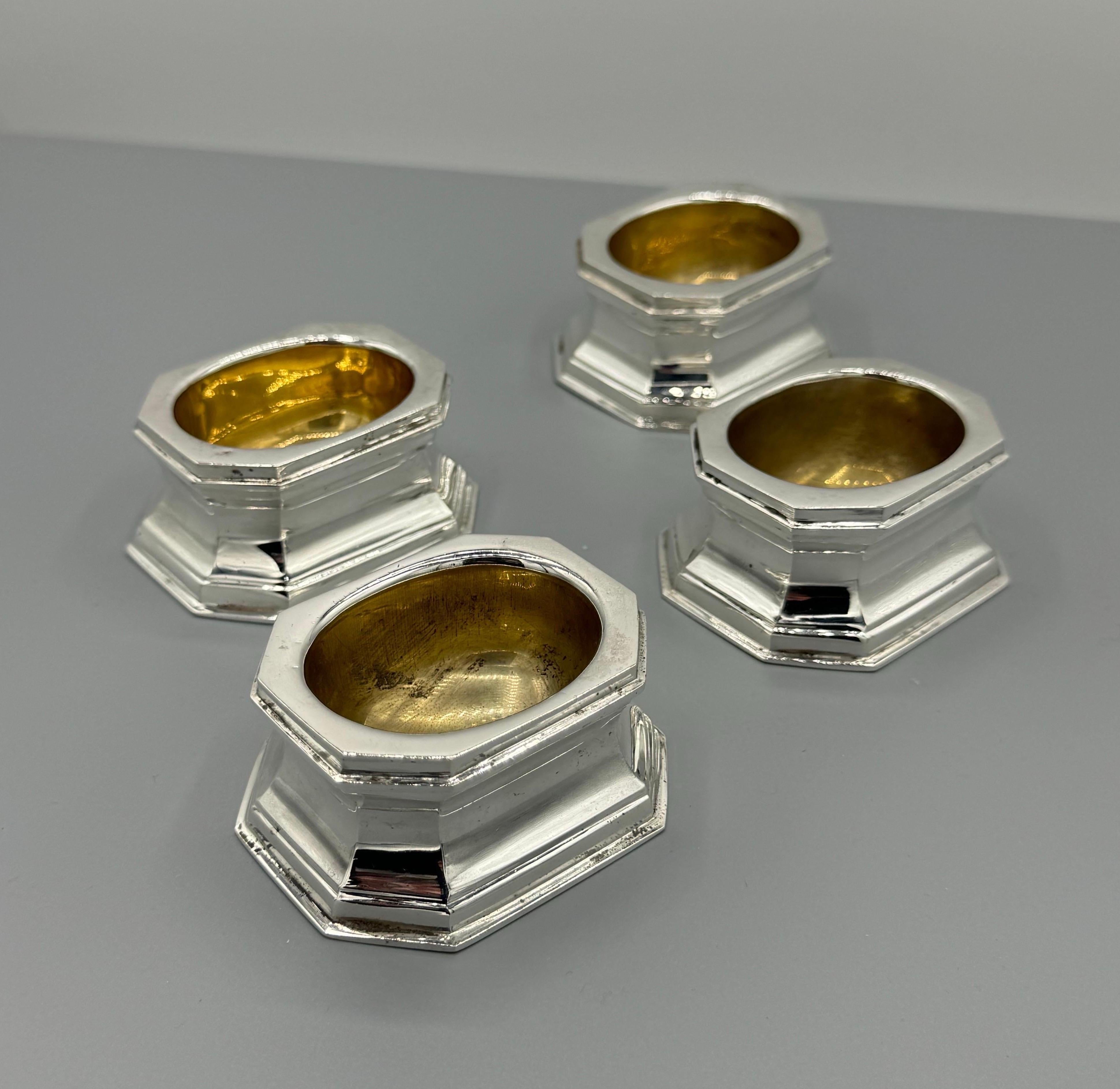 4 Sterling Silver, Tiffany & Co Silver Salts In Good Condition For Sale In Huntington, NY