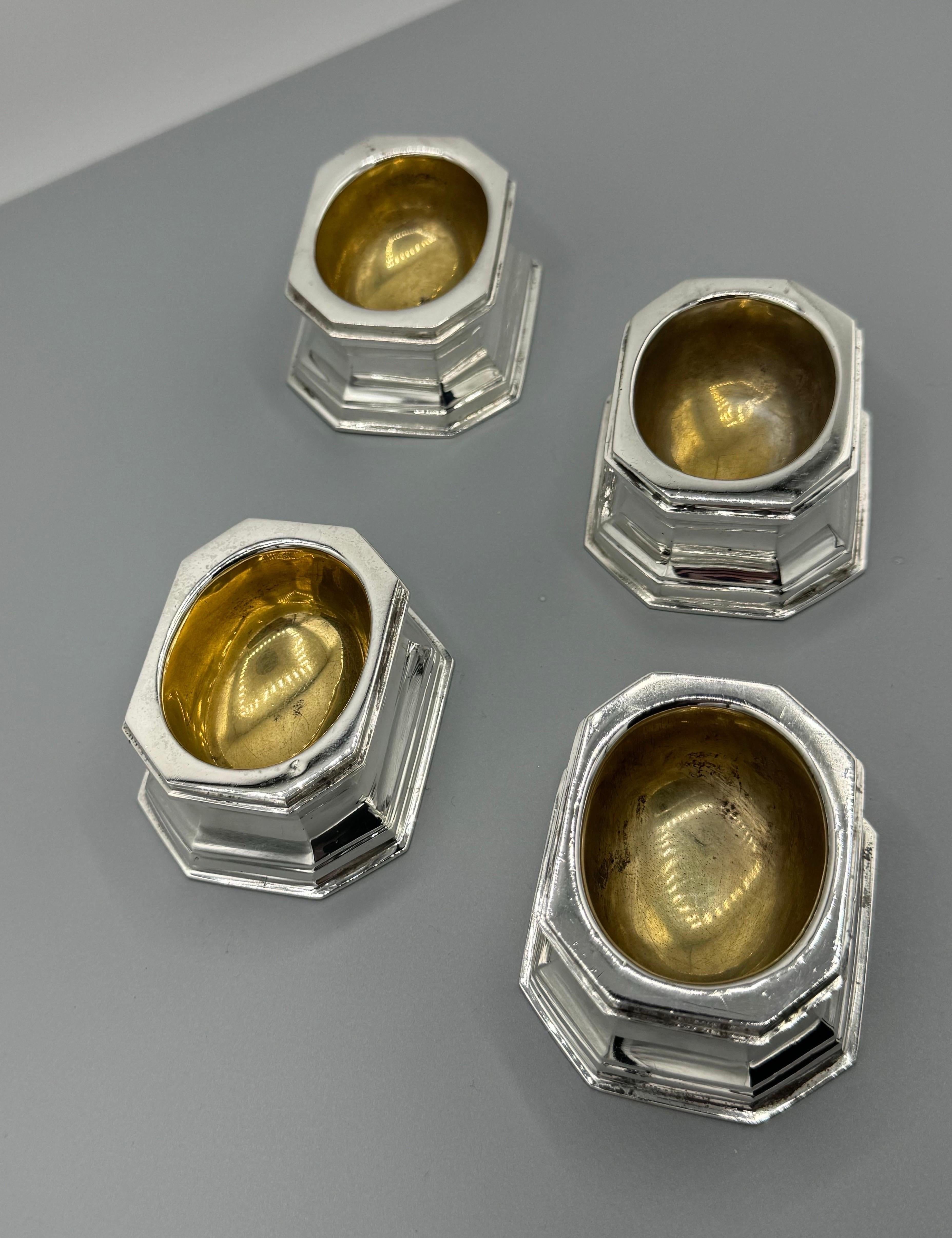 19th Century 4 Sterling Silver, Tiffany & Co Silver Salts For Sale