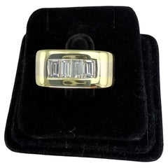 4 Stone Baguette Diamond 18k Yellow Gold Ring Size 7.5