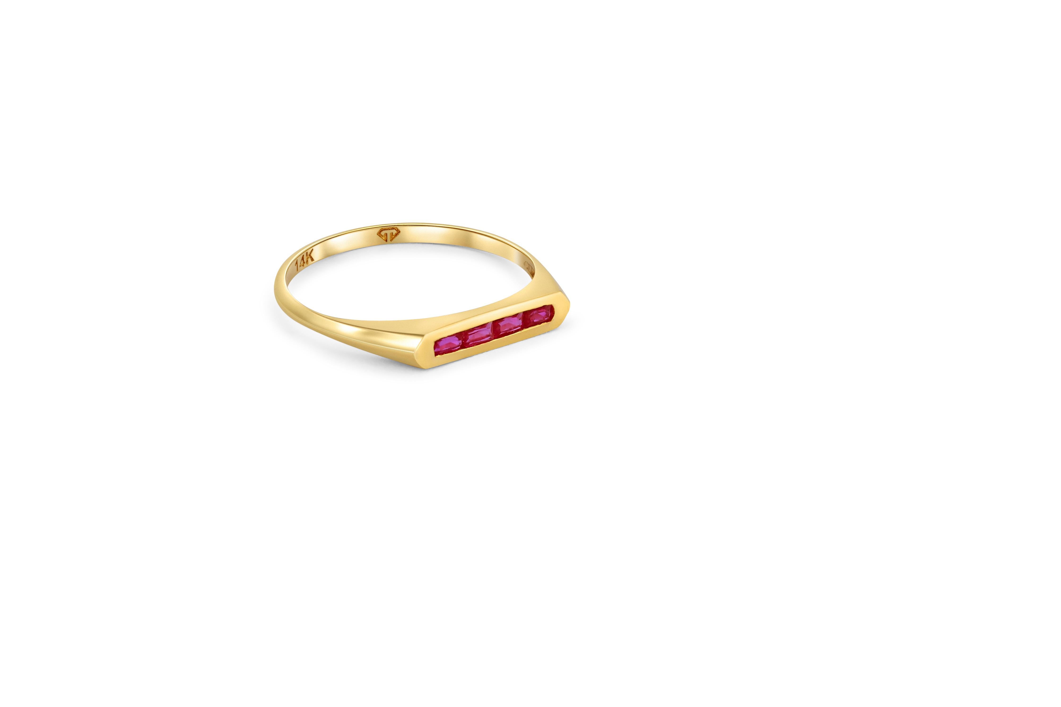 in vendita:  Fascia nuziale in oro 14k con 4 pietre, taglio baguette e rubino 3
