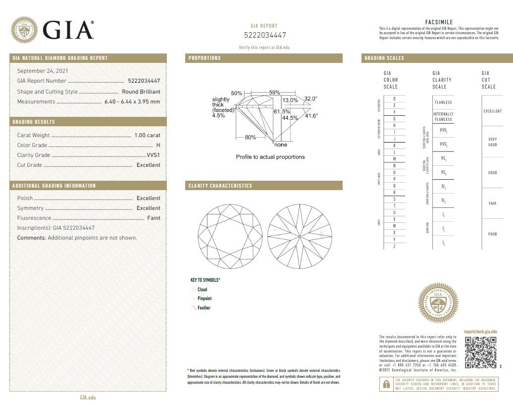 Round Cut 4 Stone Diamond Ring '4.01 Ct H VVS Diamonds GIA' in White Gold For Sale