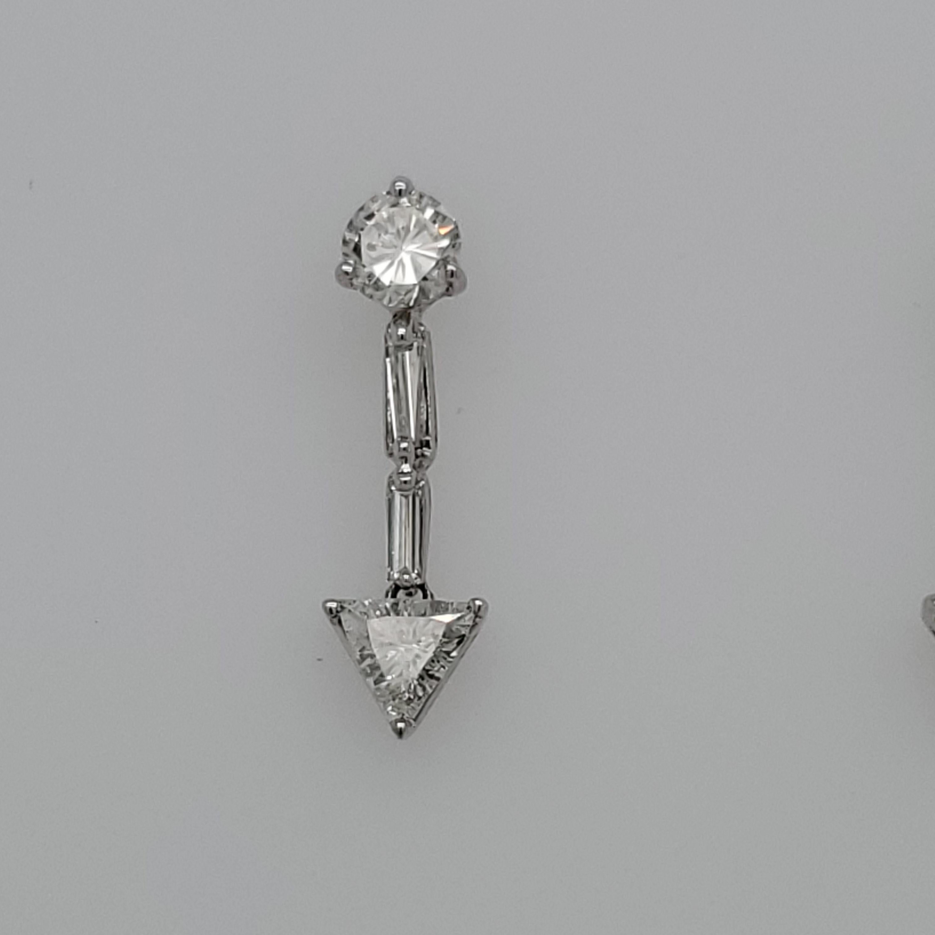 4-Stone Drop or Dangle Earrings with 2 Carat of Diamonds In New Condition For Sale In New York, NY