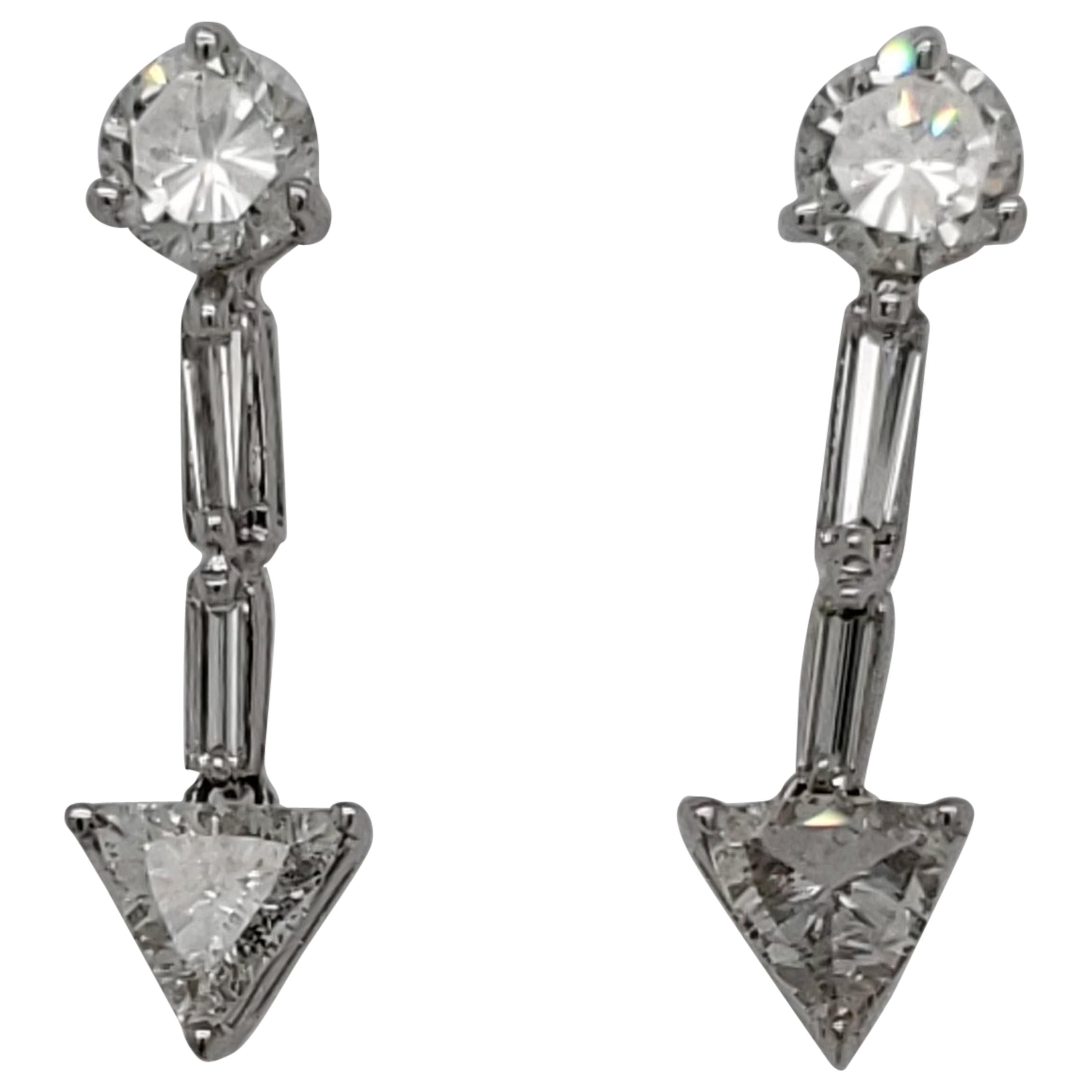 4-Stone Drop or Dangle Earrings with 2 Carat of Diamonds For Sale