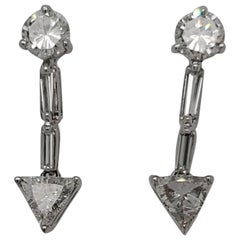 Boucles d'oreilles pendantes ou pendantes à 4 pierres avec diamants de 2 carats