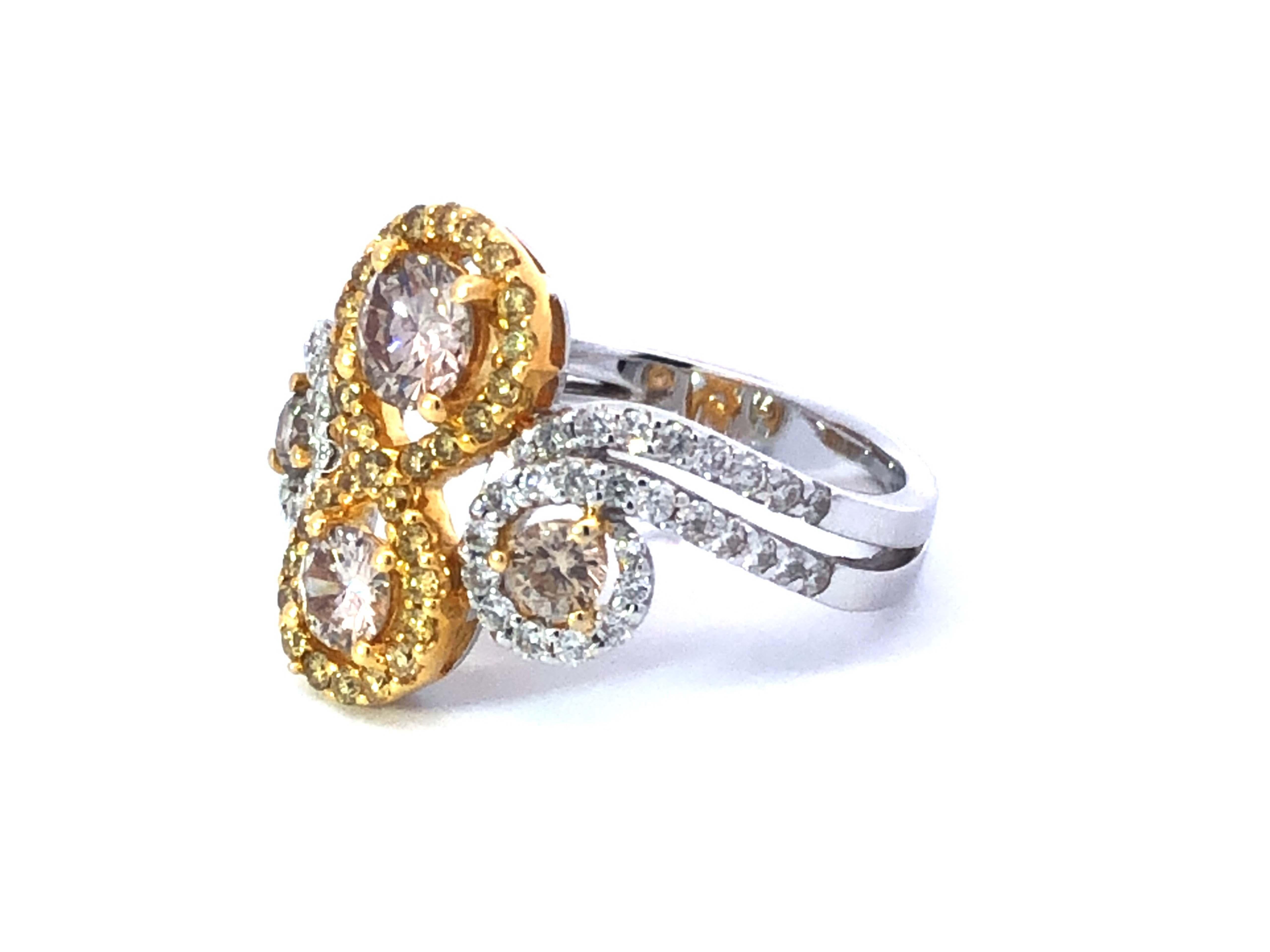 Art Nouveau Diamond Engagement Ring, Pretty 4 Stone Diamond Ring in Unique  Pierced Geometric Design, 18 Carat Platinum. - Addy's Vintage