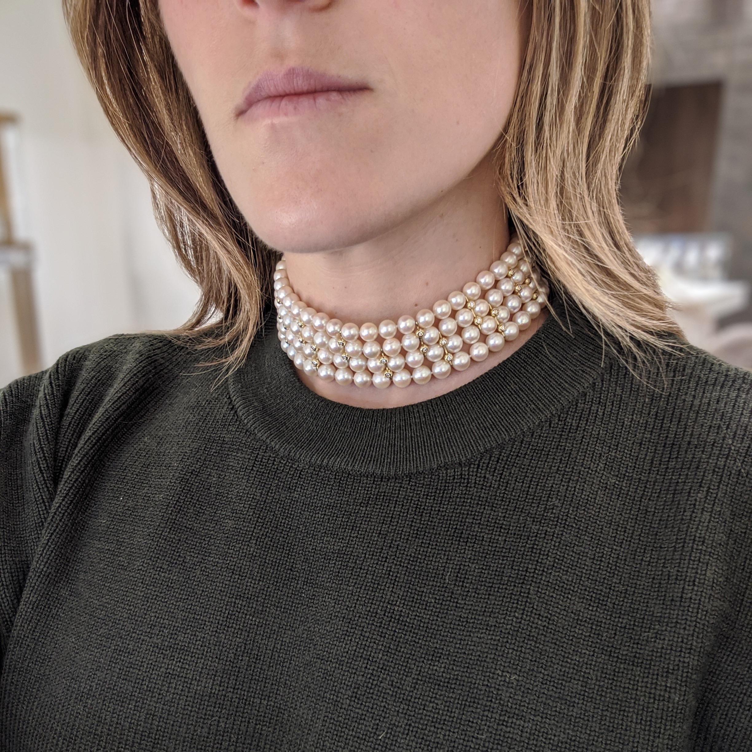 4 strand pearl choker necklace