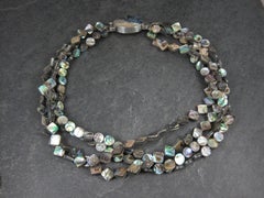 4strangige Abalone-Halskette mit Sterlingsilber-Verschluss