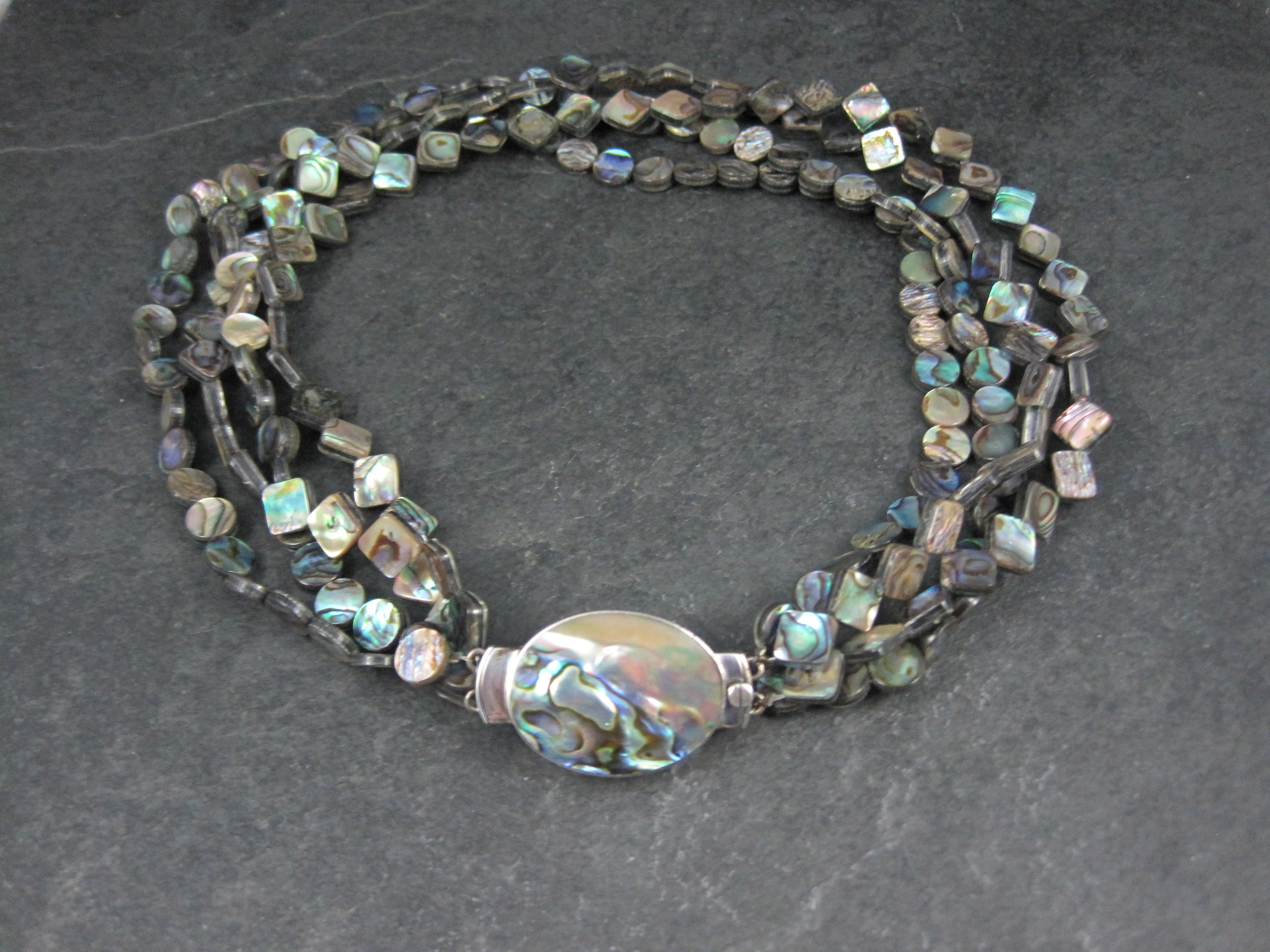 Contemporaneo Collana di Abalone a 4 fili con chiusura in argento sterling in vendita