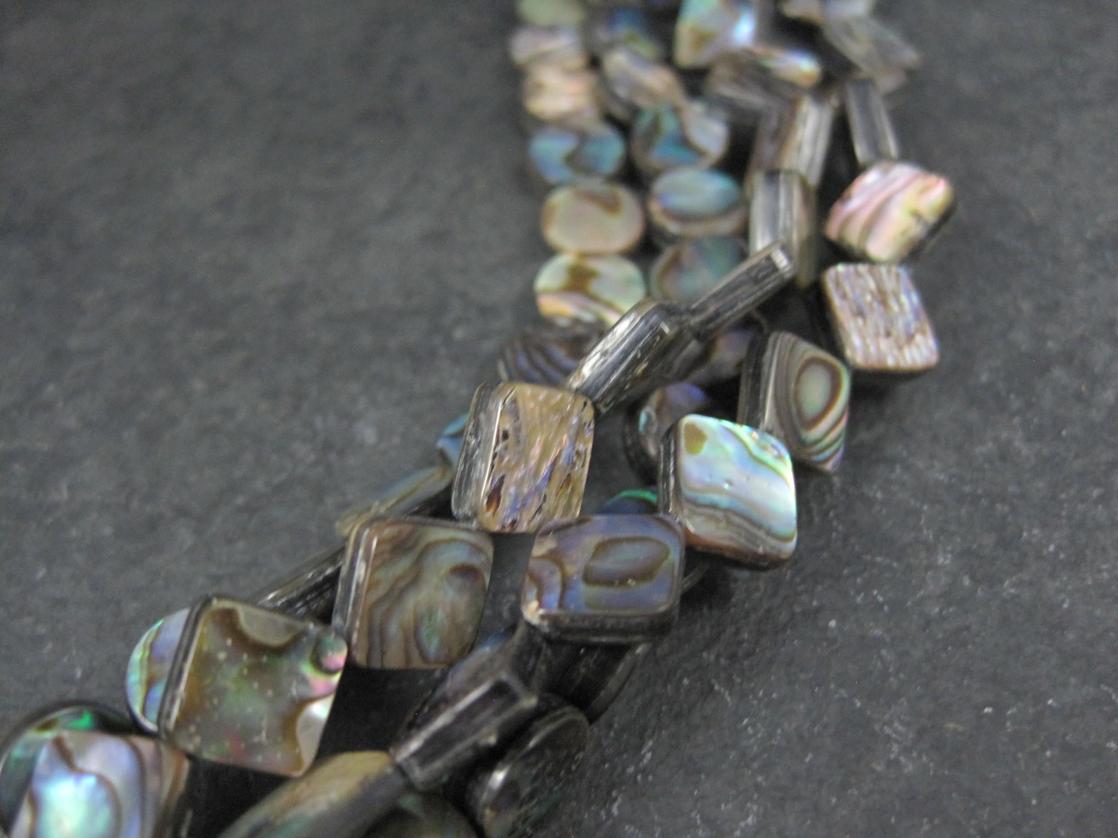 Donna Collana di Abalone a 4 fili con chiusura in argento sterling in vendita