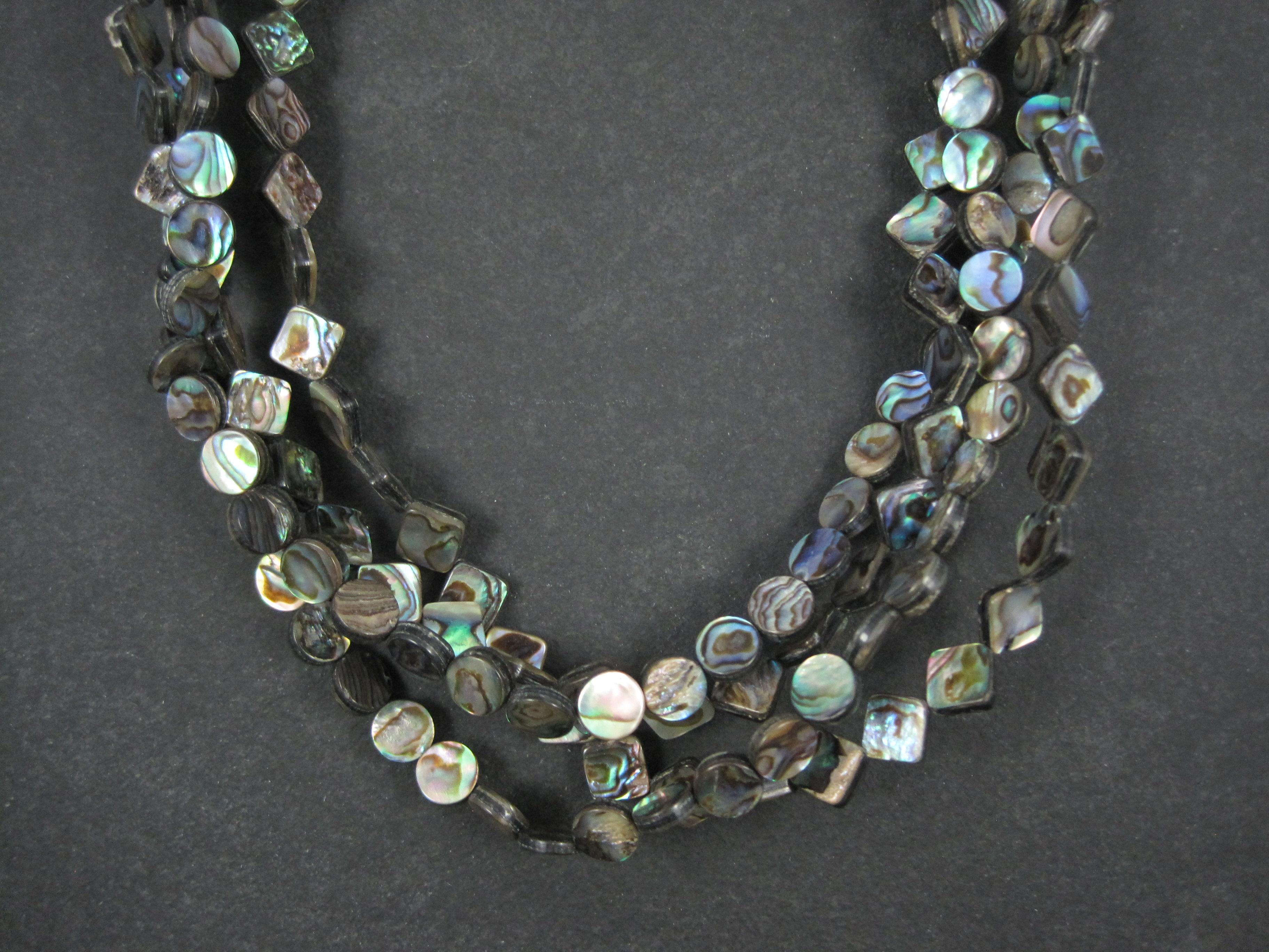 Collana di Abalone a 4 fili con chiusura in argento sterling in vendita 4
