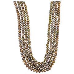4 Strand Green Bronze Fresh Water Pearls