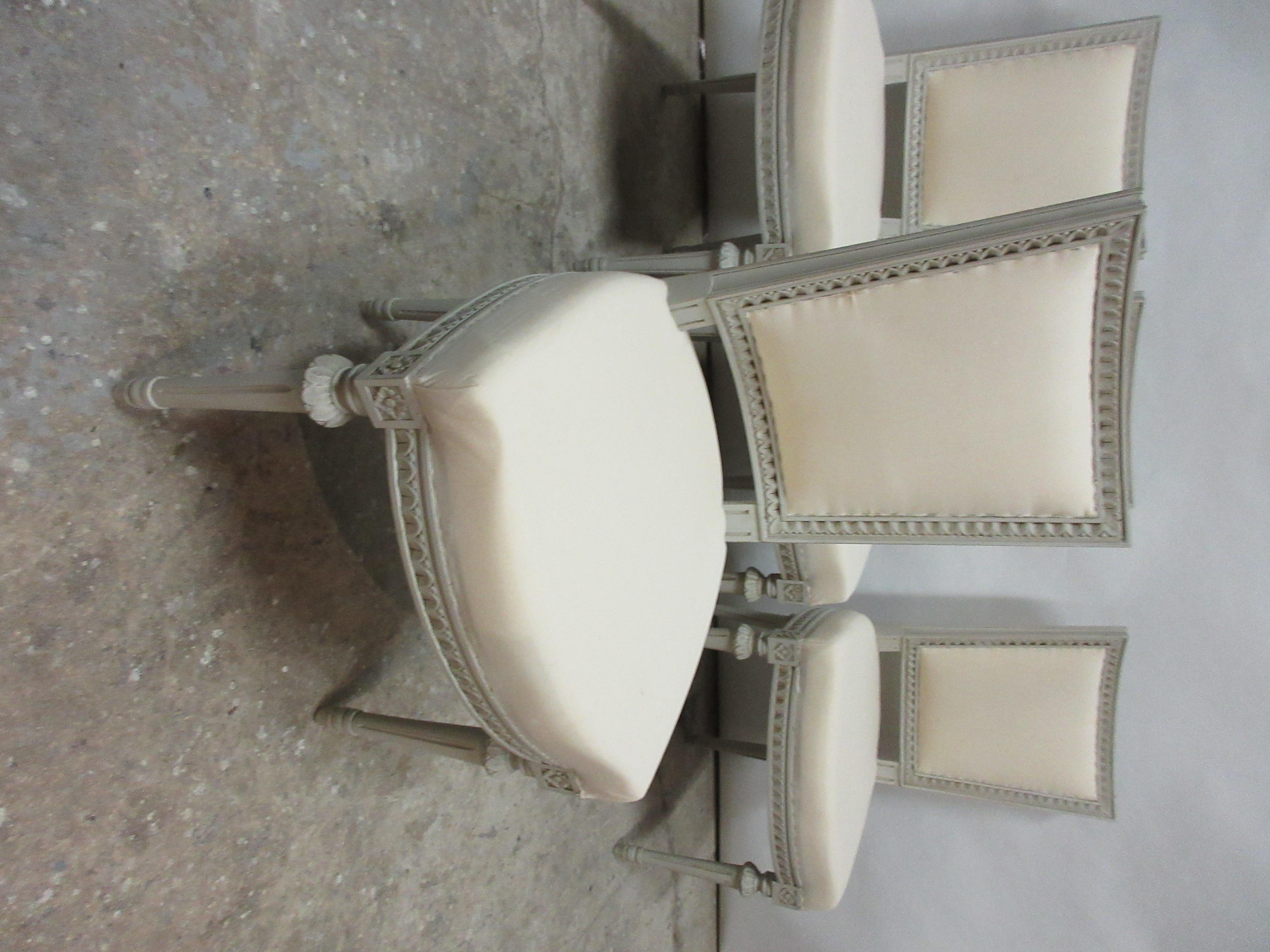 4 Swedish Gustavian Side Chairs In Distressed Condition In Hollywood, FL