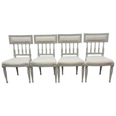 Antique 4 Swedish Gustavian Side Chairs