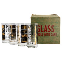 4 Sylvania Vacuum Tube Barware Glass Tumblers 1950s Sputnik Television Analog TV