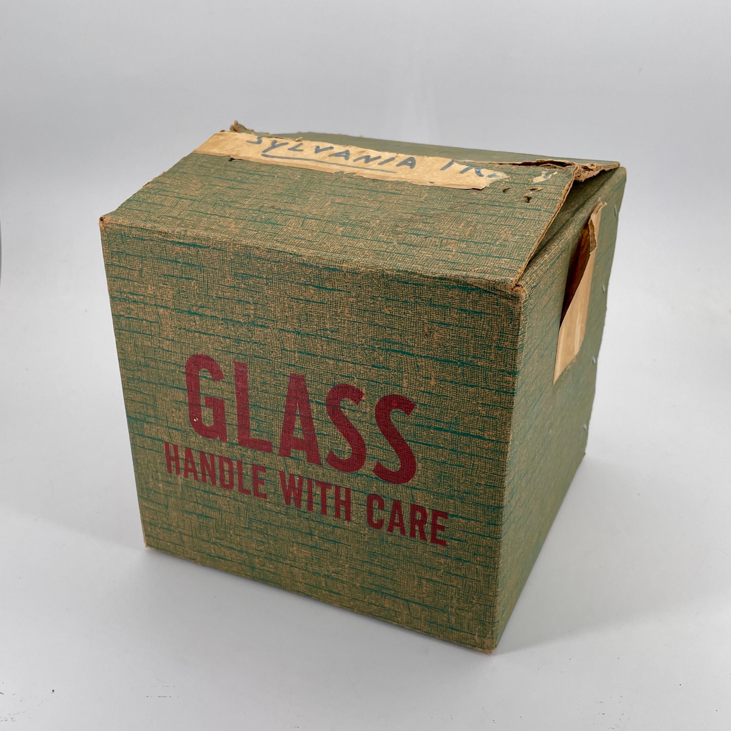 4 vasos de cristal Sylvania Vacuum Tube Barware 1950s Sputnik Television Analog TV en Bueno estado para la venta en Hyattsville, MD