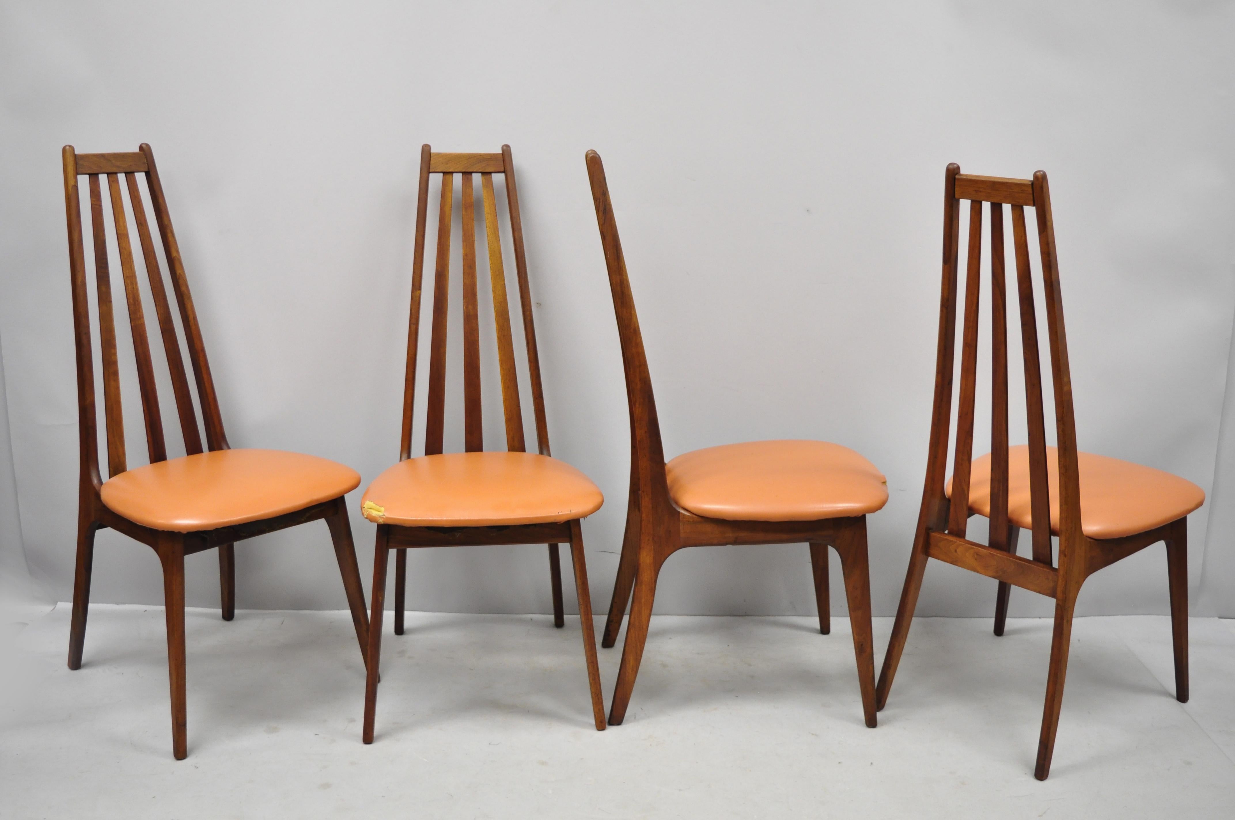 4 Tall Back Vintage Danish Modern Teak Wood Dining Chairs after Adrian Pearsall 6