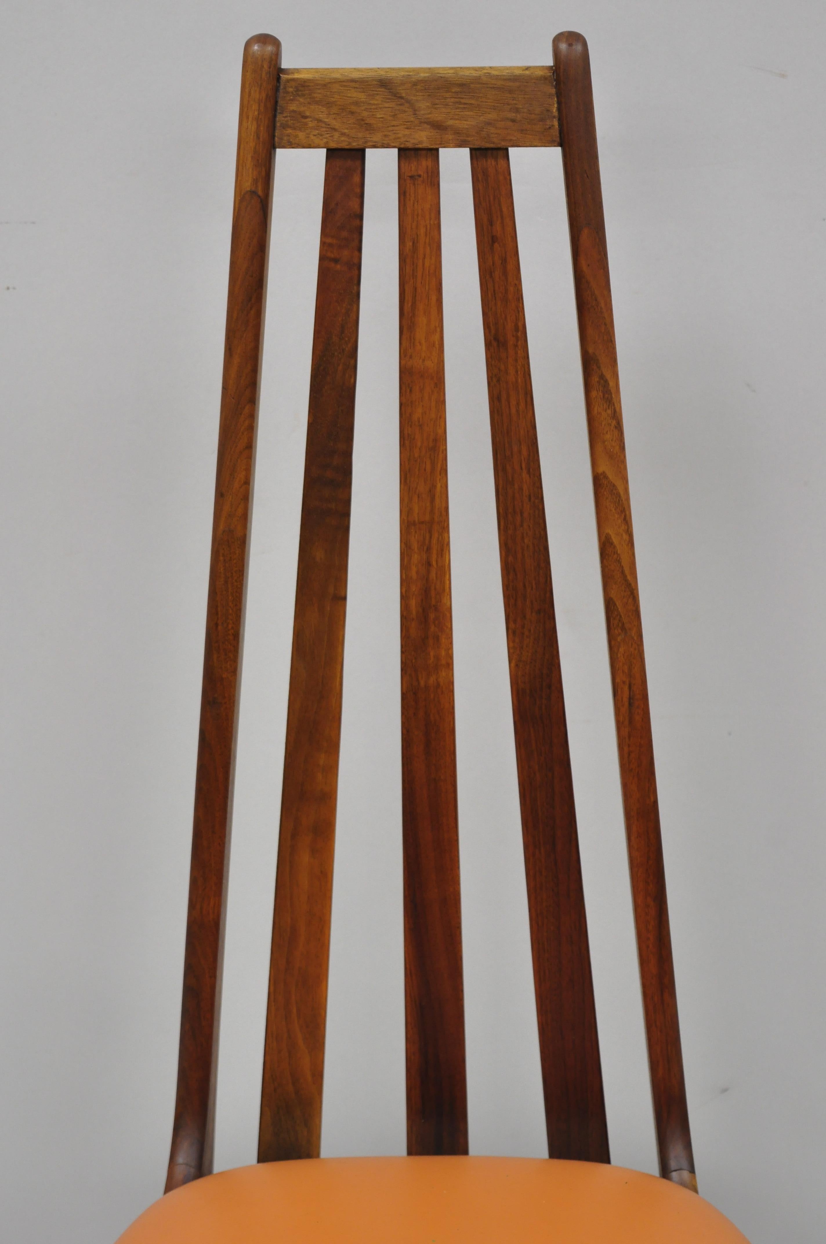 Mid-Century Modern 4 Tall Back Vintage Danish Modern Teak Wood Dining Chairs after Adrian Pearsall