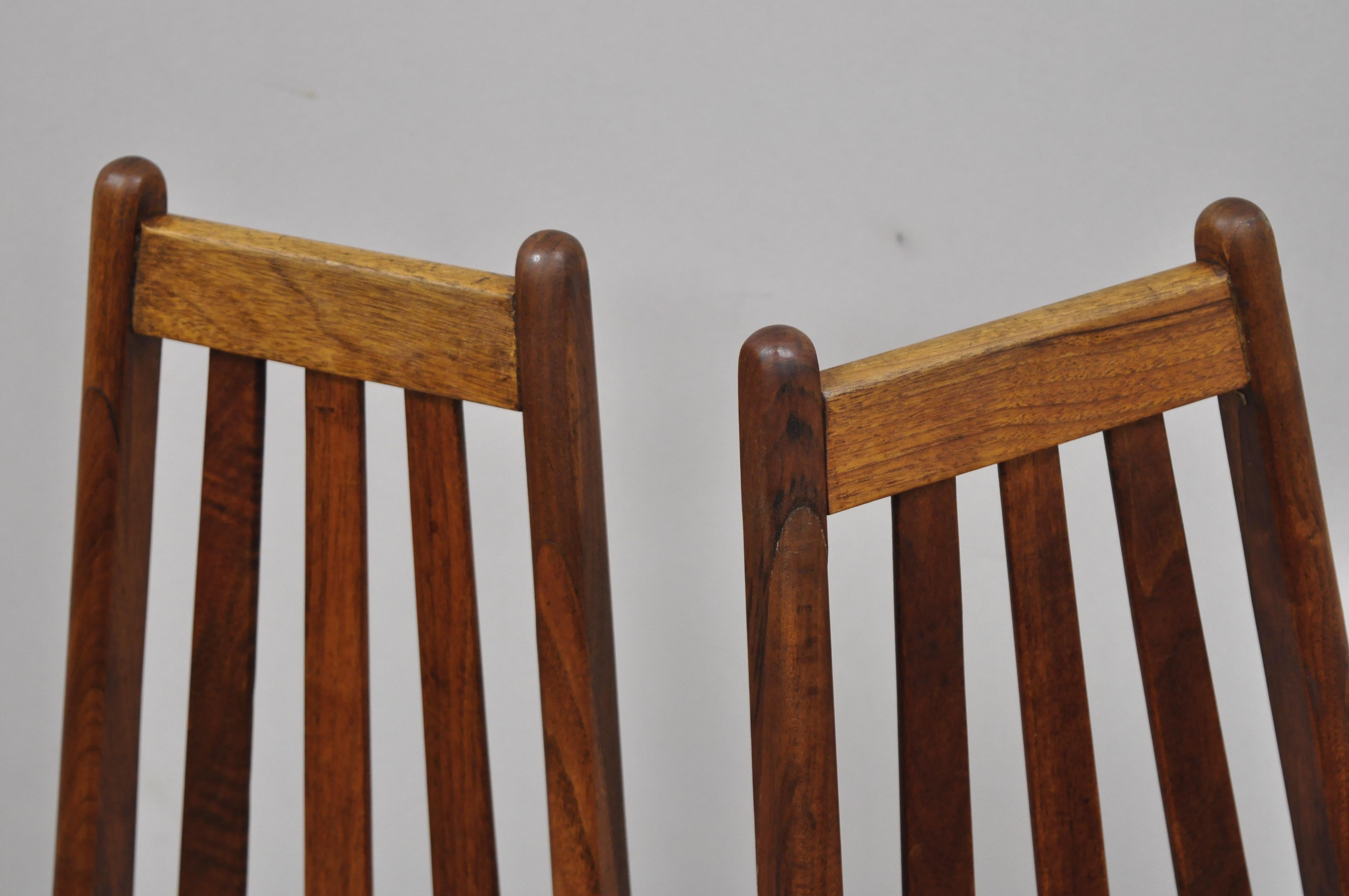 American 4 Tall Back Vintage Danish Modern Teak Wood Dining Chairs after Adrian Pearsall
