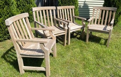 4 Vintage Teak Wood Outdoor Garden Dining Chairs