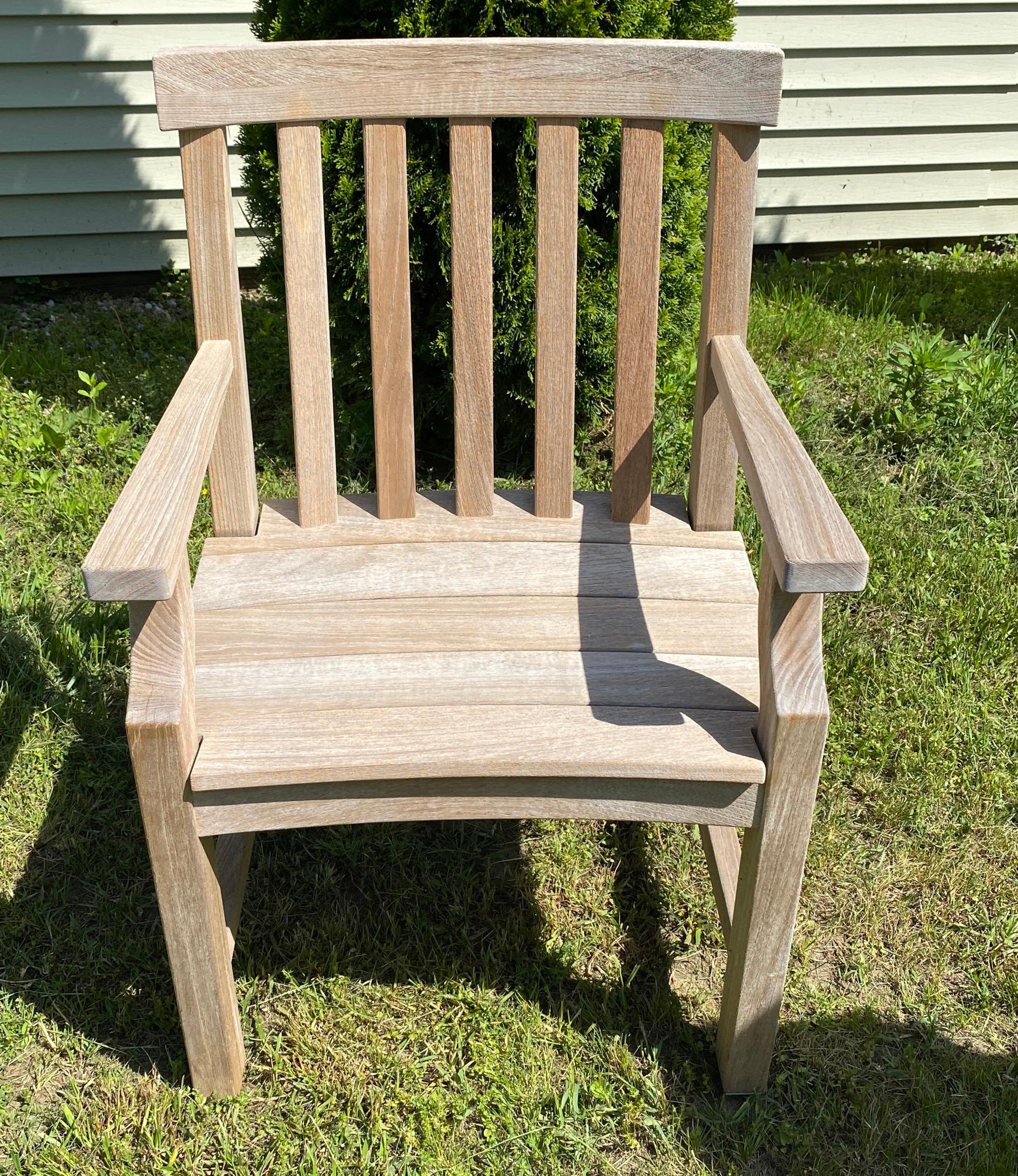 4 Esszimmerstühle aus Teakholz für den Außenbereich (Adirondack) im Angebot