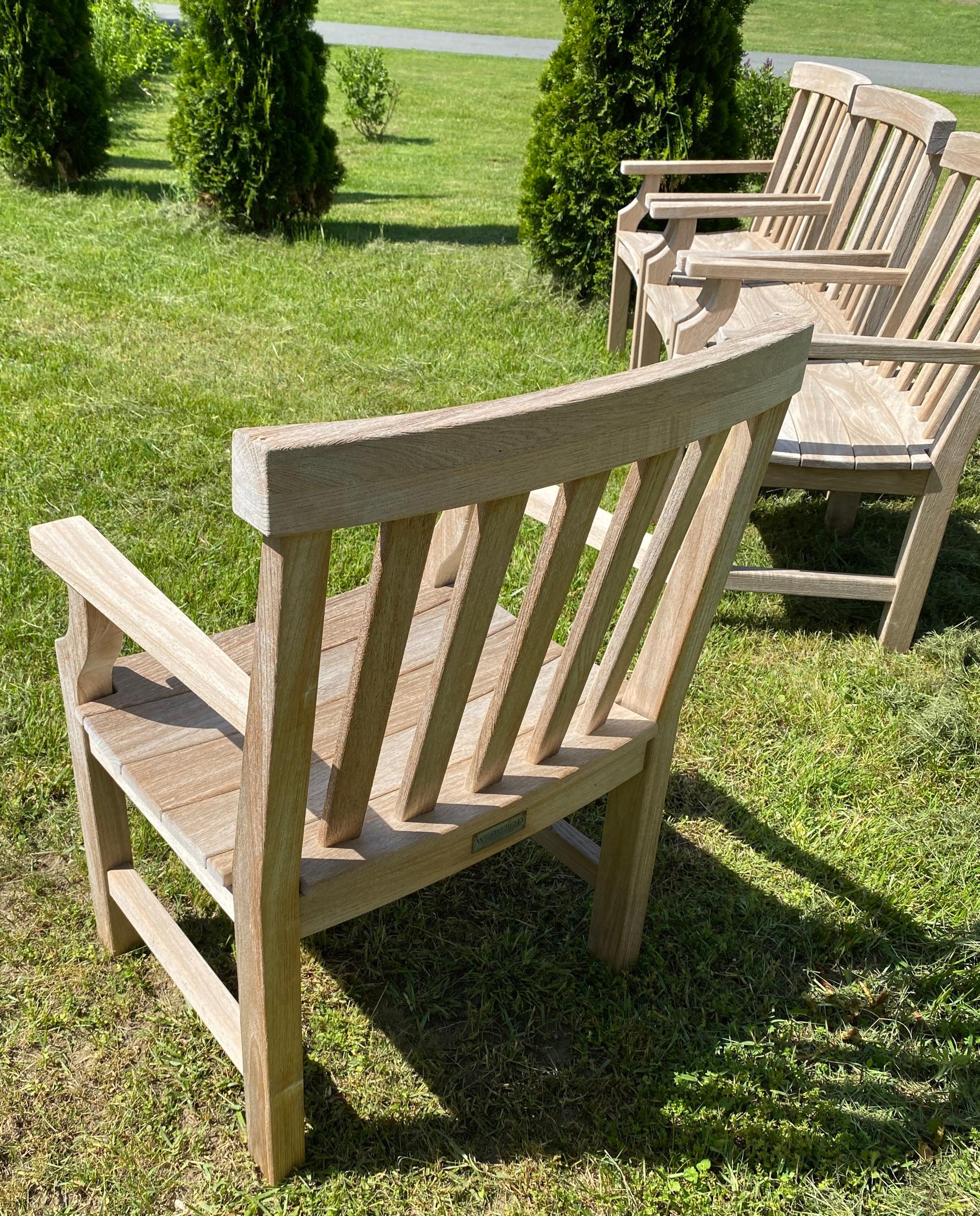 4 Esszimmerstühle aus Teakholz für den Außenbereich im Zustand „Gut“ im Angebot in Sheffield, MA