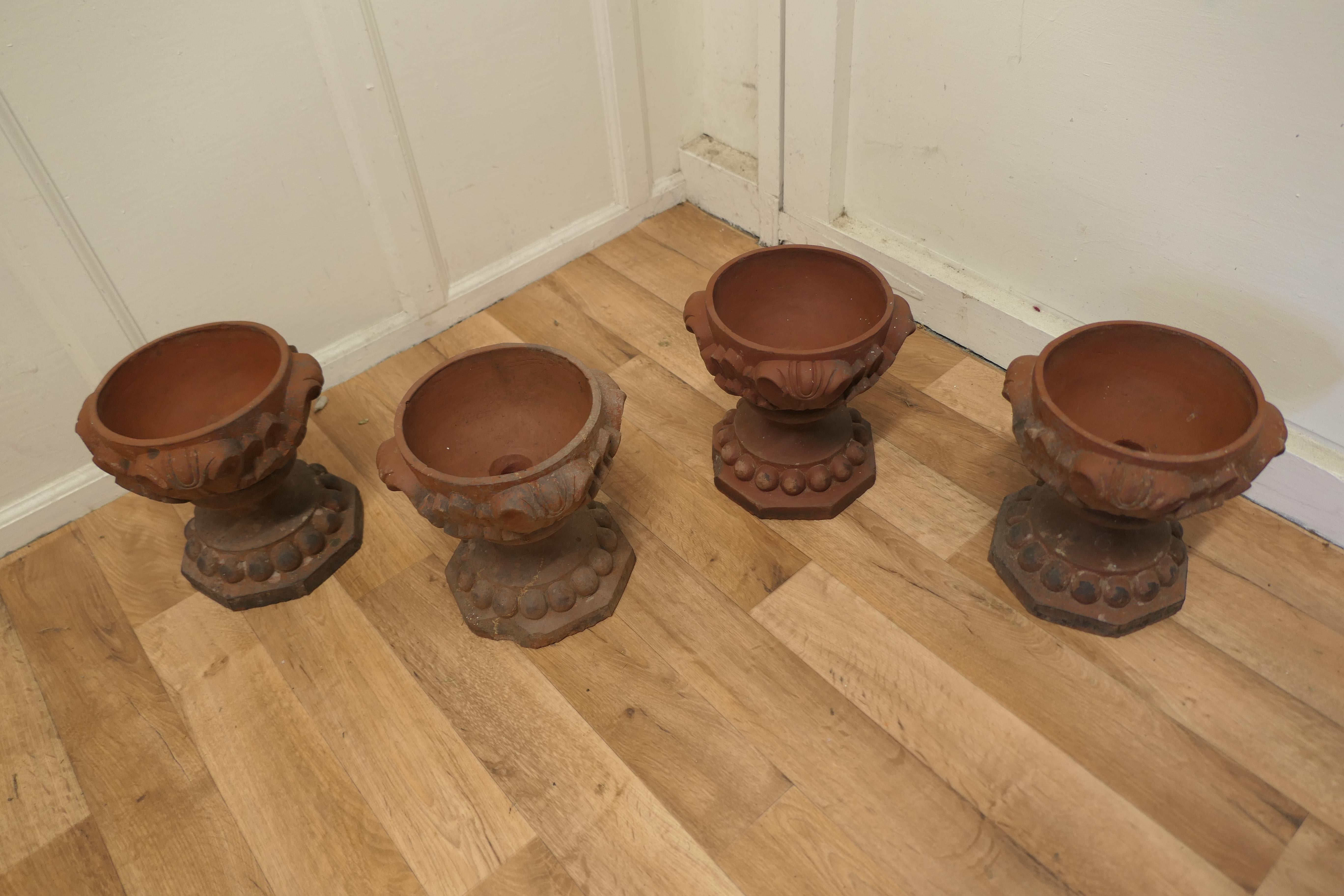 Adam Style 4 Terracotta Garden Urns  For Sale