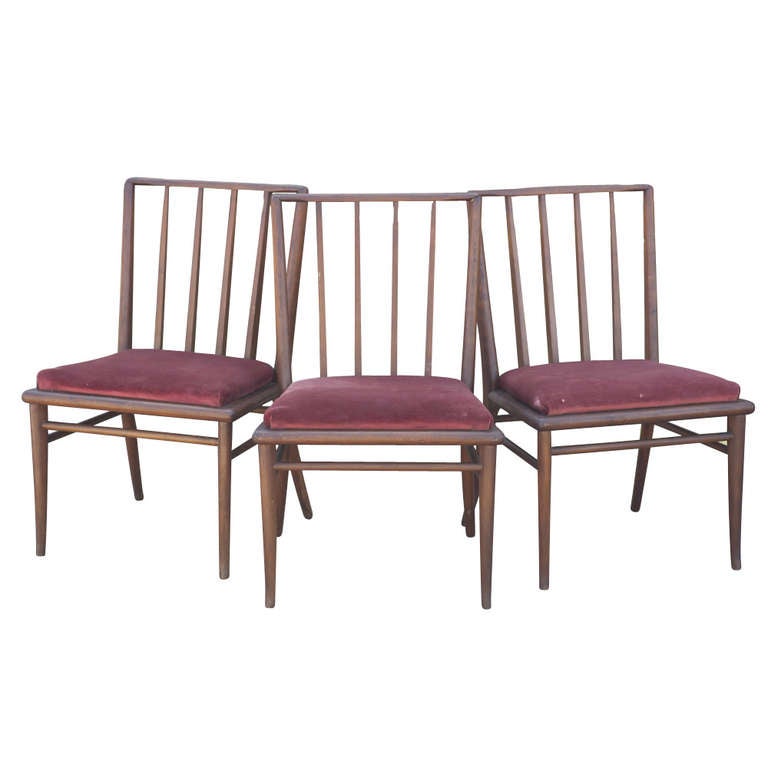 American 4 T.H. Robsjohn Gibbings For Widdicomb Mahogany Dining Chairs For Sale