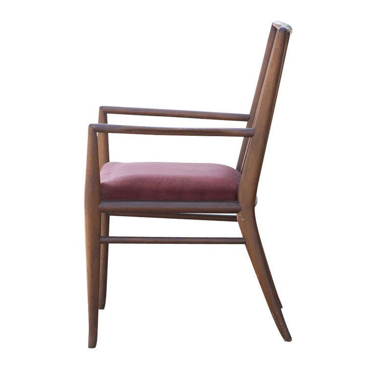 Walnut 4 T.H. Robsjohn Gibbings For Widdicomb Mahogany Dining Chairs For Sale