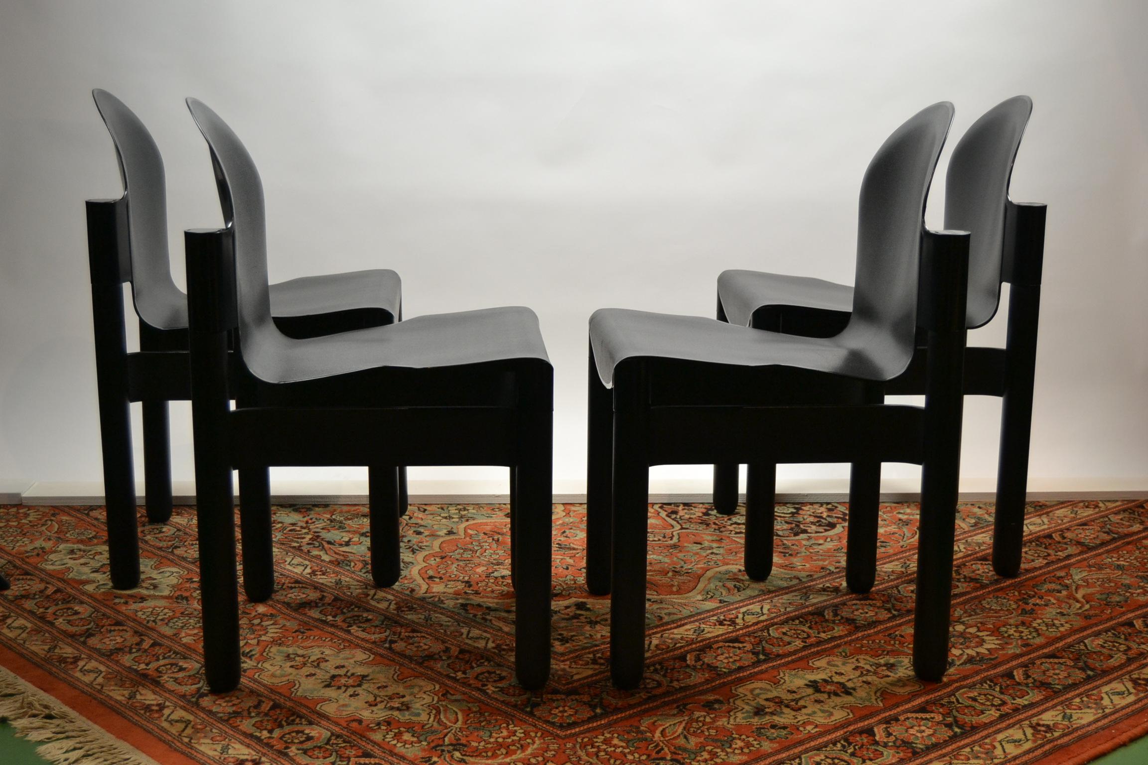 4 Stackable Black Flex Chairs by Gerd Lange for Thonet, Western Germany 4