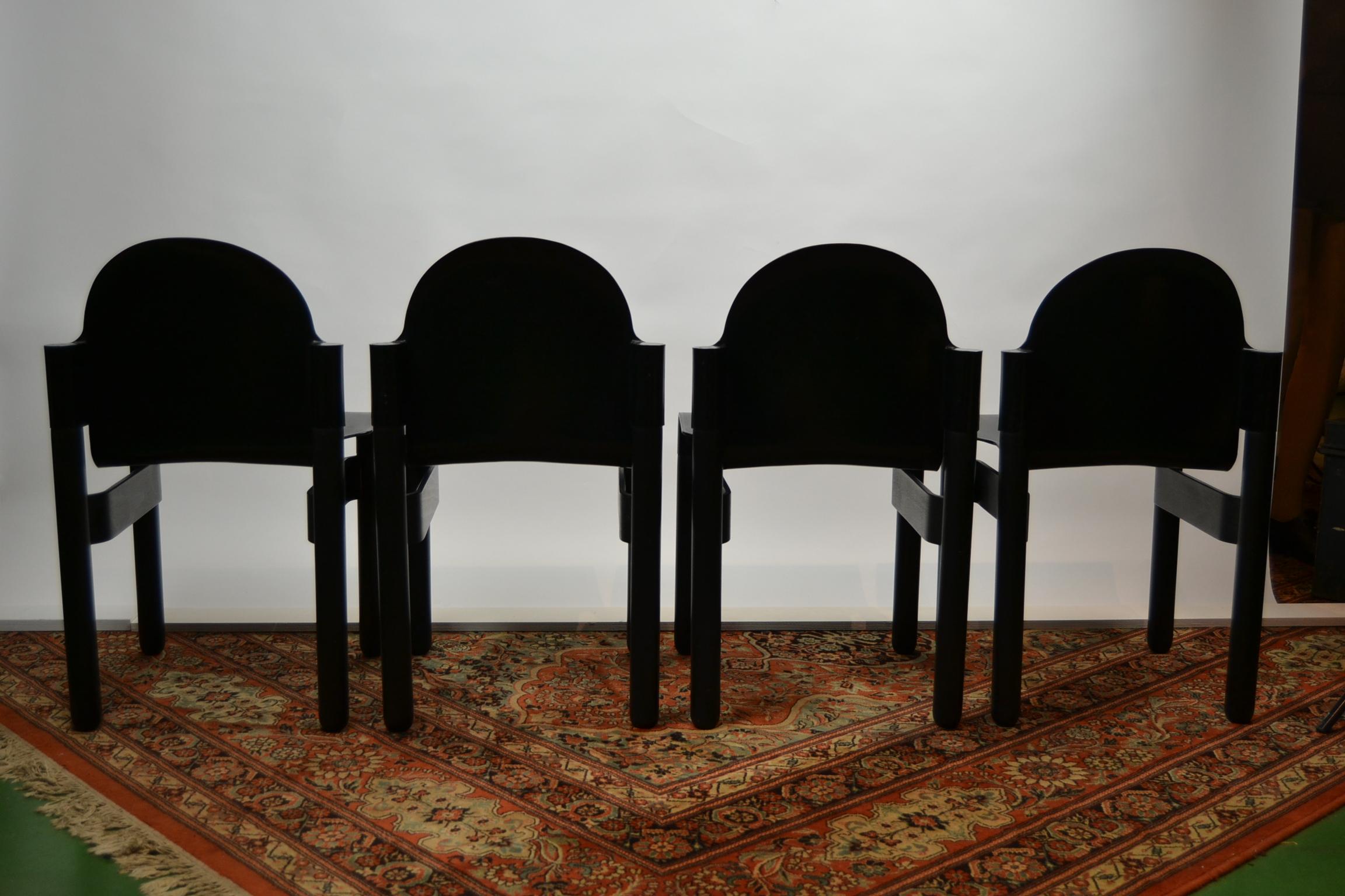 4 Stackable Black Flex Chairs by Gerd Lange for Thonet, Western Germany 5