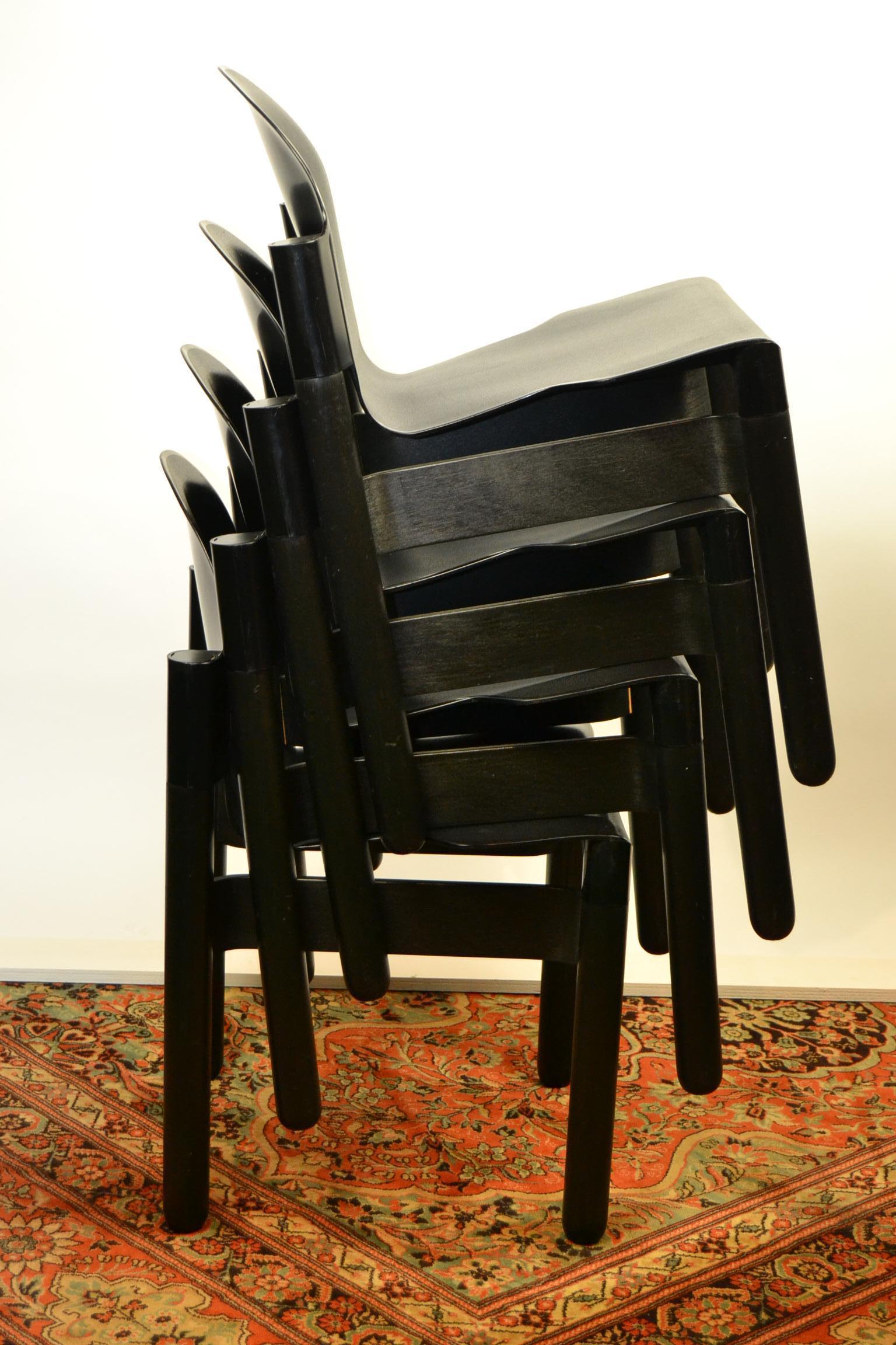 4 Stackable Black Flex Chairs by Gerd Lange for Thonet, Western Germany 6
