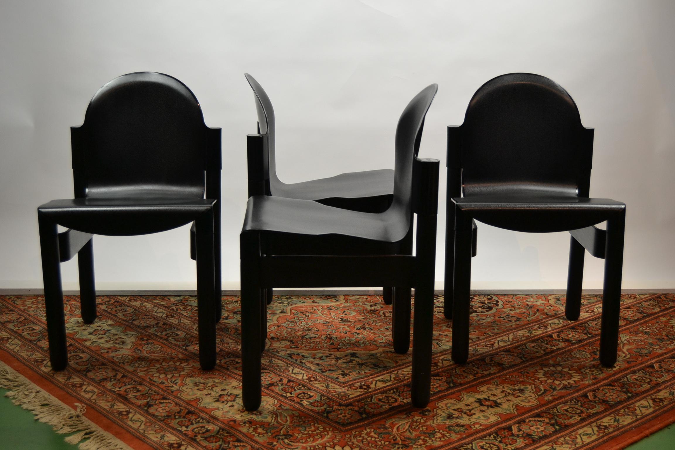 4 Stackable Black Flex Chairs by Gerd Lange for Thonet, Western Germany 11