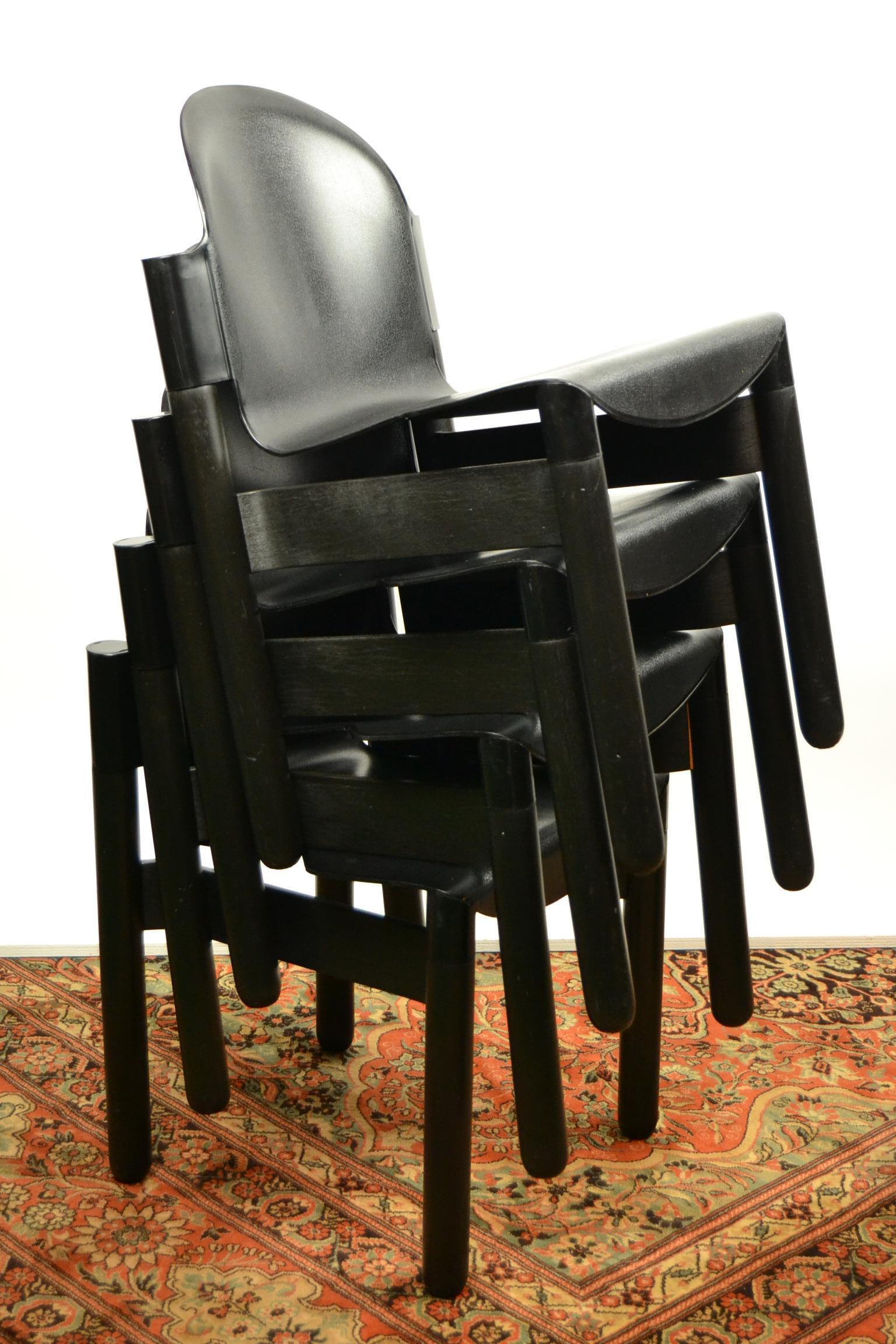 Modern 4 Stackable Black Flex Chairs by Gerd Lange for Thonet, Western Germany