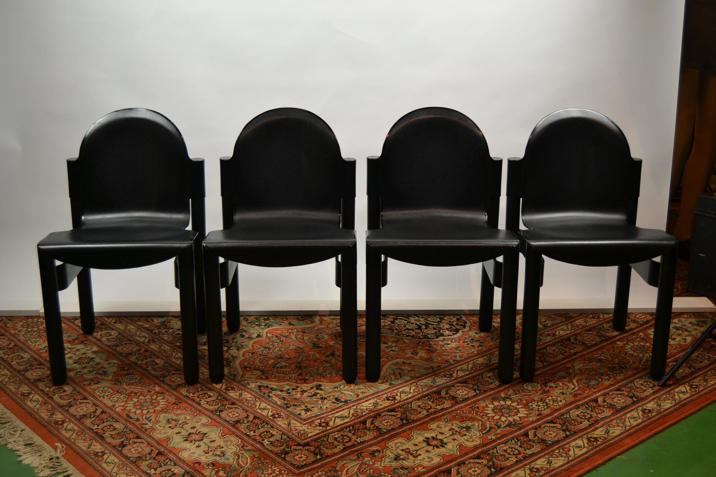 20th Century 4 Stackable Black Flex Chairs by Gerd Lange for Thonet, Western Germany