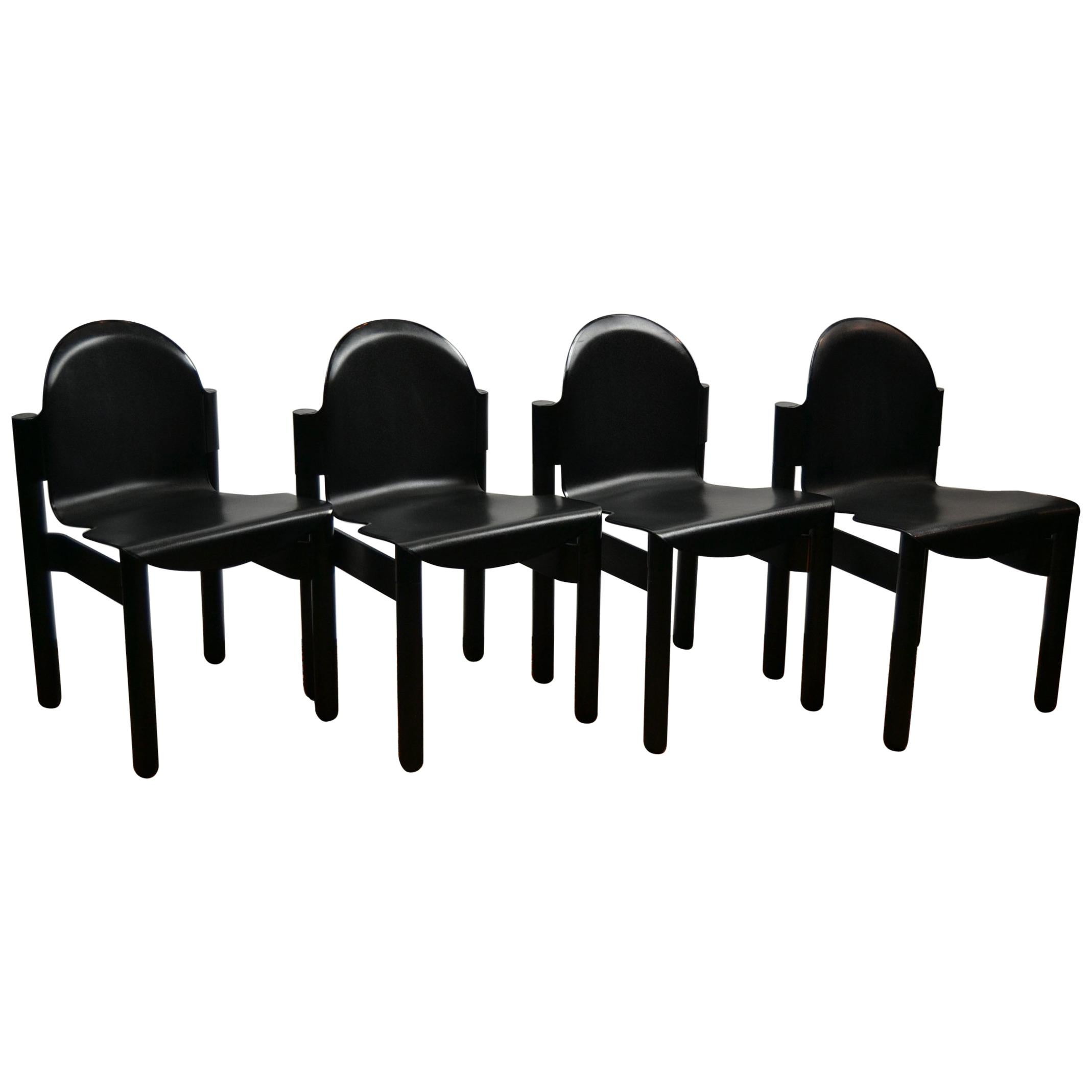 4 Stackable Black Flex Chairs by Gerd Lange for Thonet, Western Germany